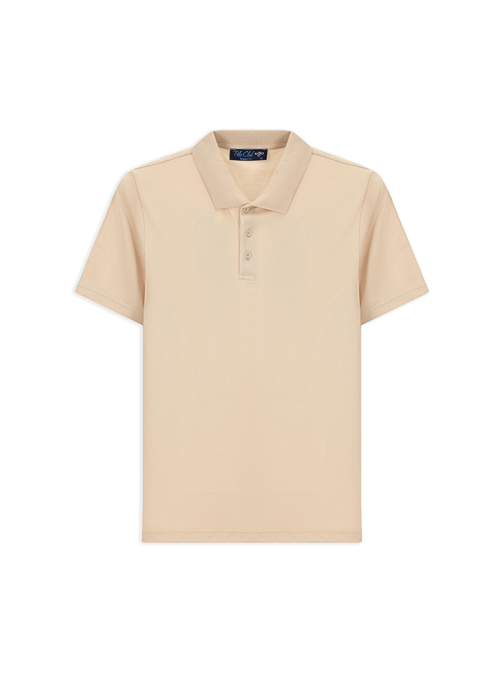 Bej Polo Yaka Regular Fit Nakışlı Pamuklu Büyük Beden Tişört-4