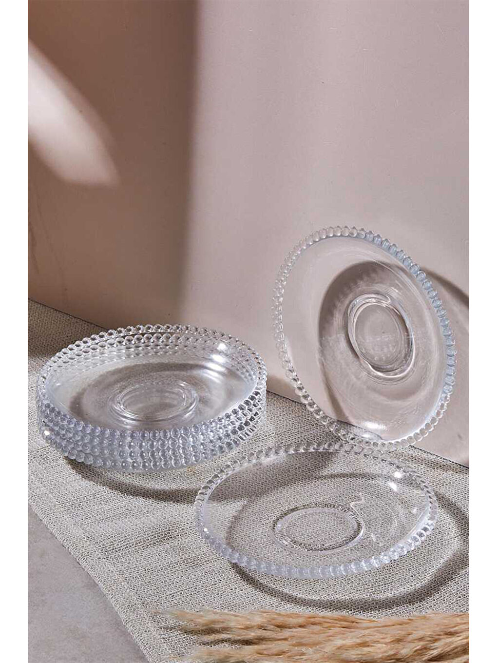 Porsima Renksiz Girona 6'lı Cam Çay Tabağı Dayanıklı Cam Çay Tabağı 11,5cm Tabak Bardak Altı - 1