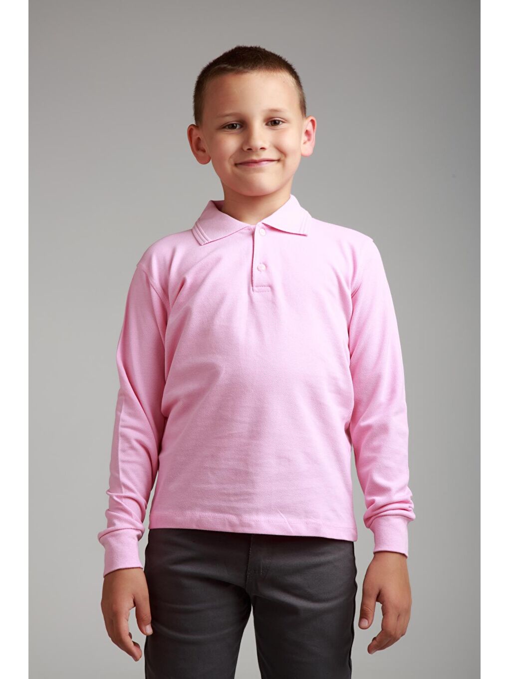 Pembe Kids Polo Yaka Basic Uzun Kollu Erkek Çocuk Tişört