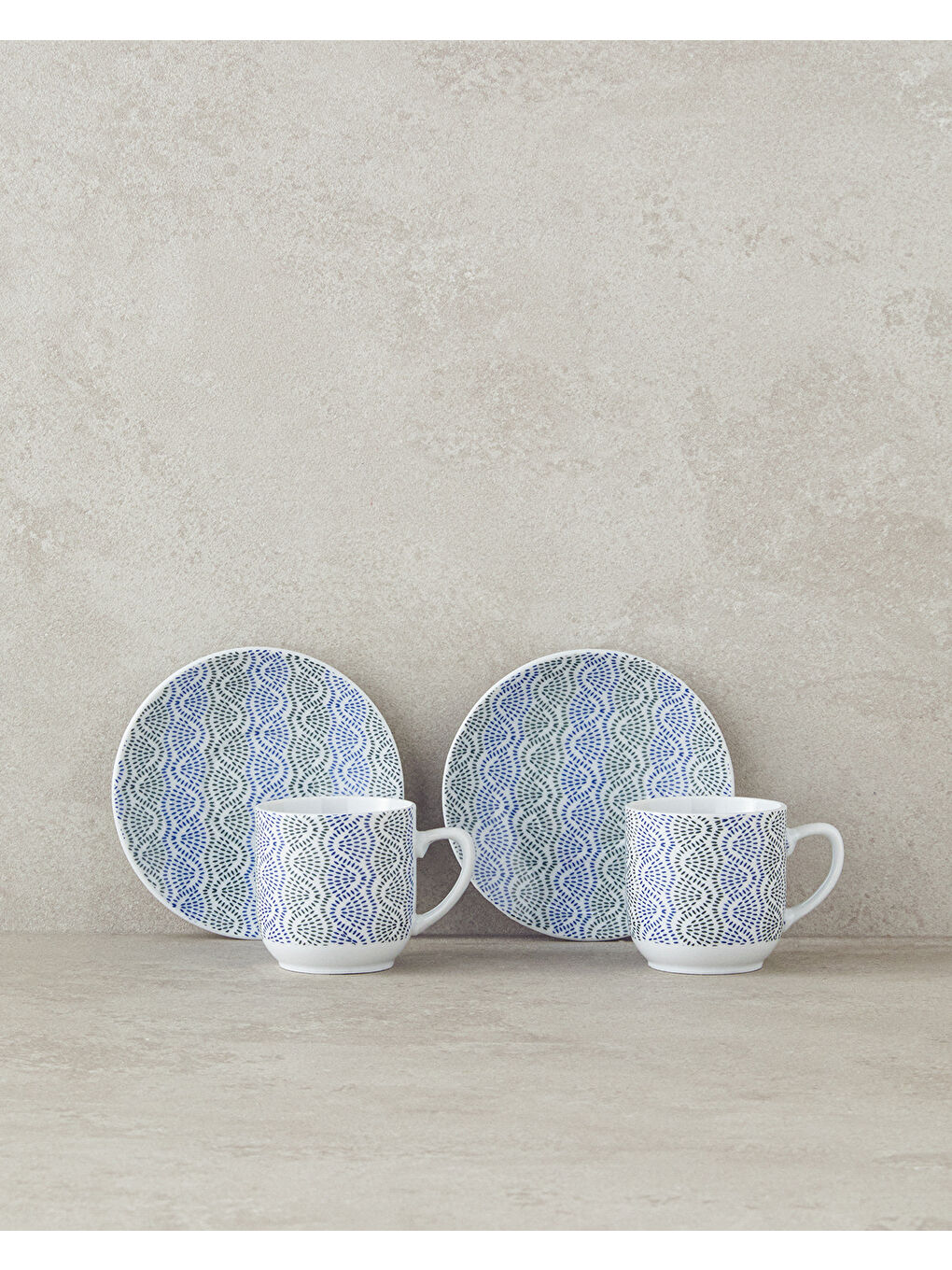 Conner Porselen Kahve Fincan Takımı 4 Parça 2 Kişilik Mavi-Yeşil-1