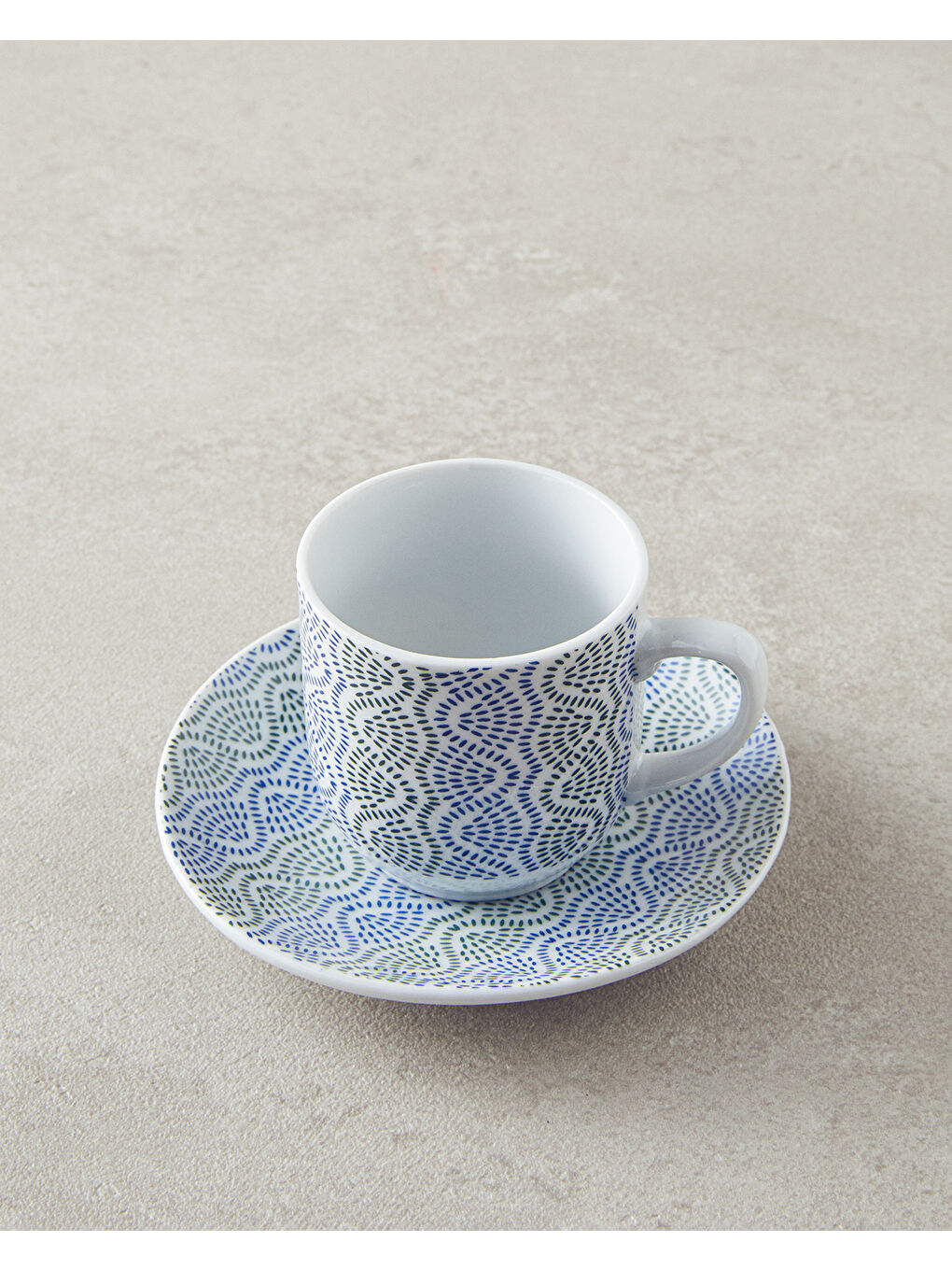 Conner Porselen Kahve Fincan Takımı 4 Parça 2 Kişilik Mavi-Yeşil-2