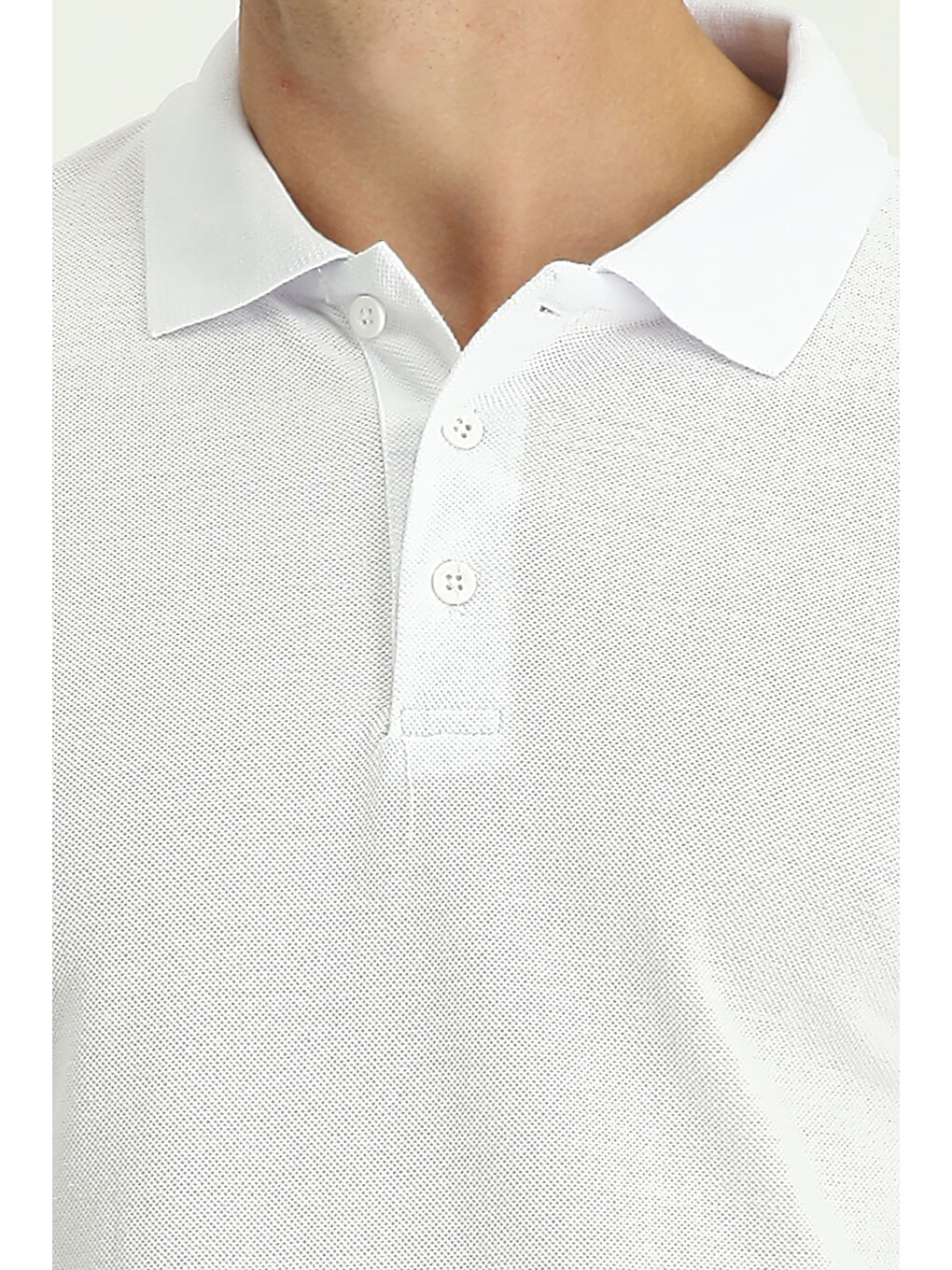 Beyaz Polo Yaka Regular Fit Nakışlı Pamuklu Büyük Beden Tişört-3