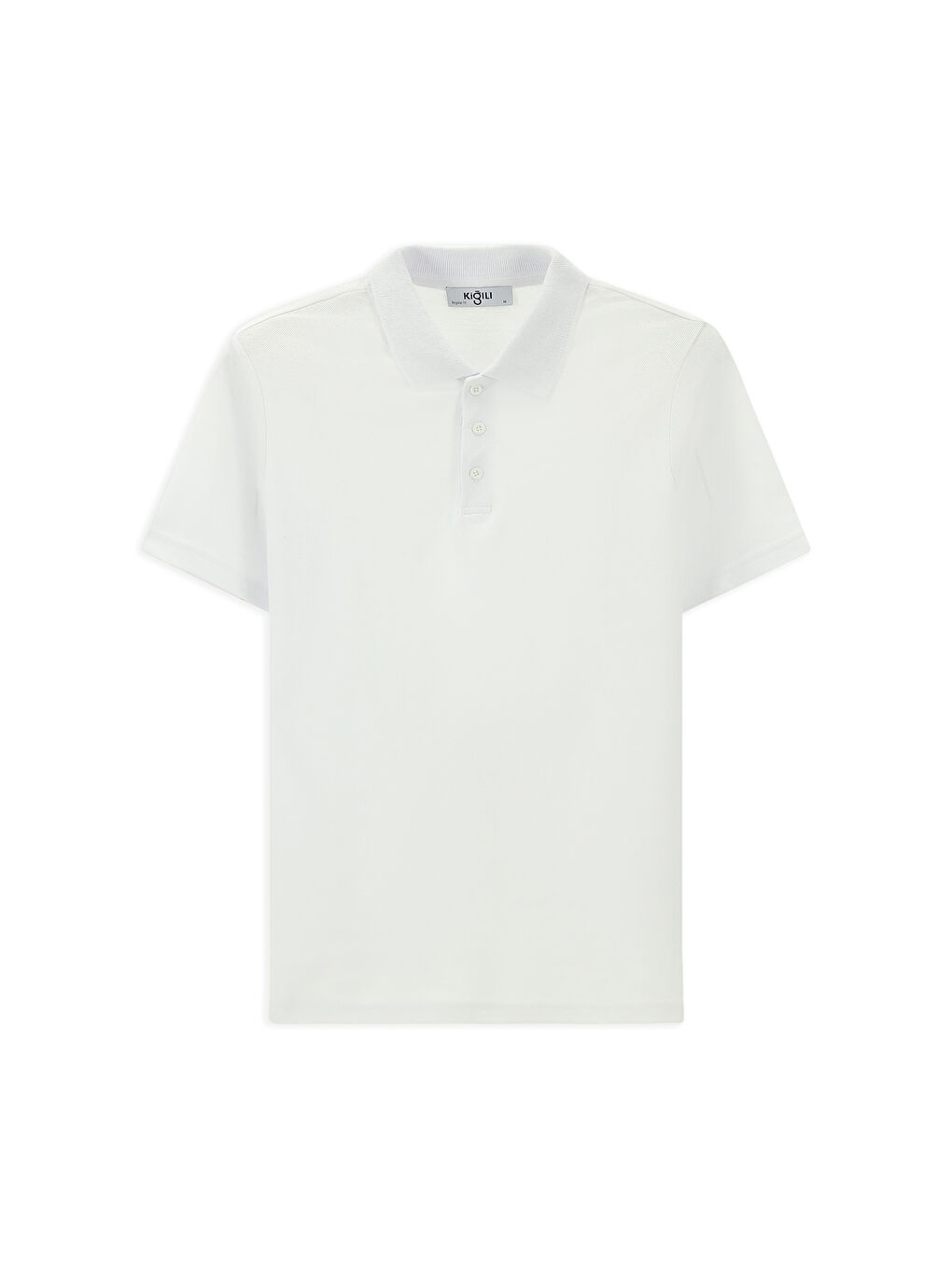 Beyaz Polo Yaka Regular Fit Nakışlı Pamuklu Büyük Beden Tişört-4