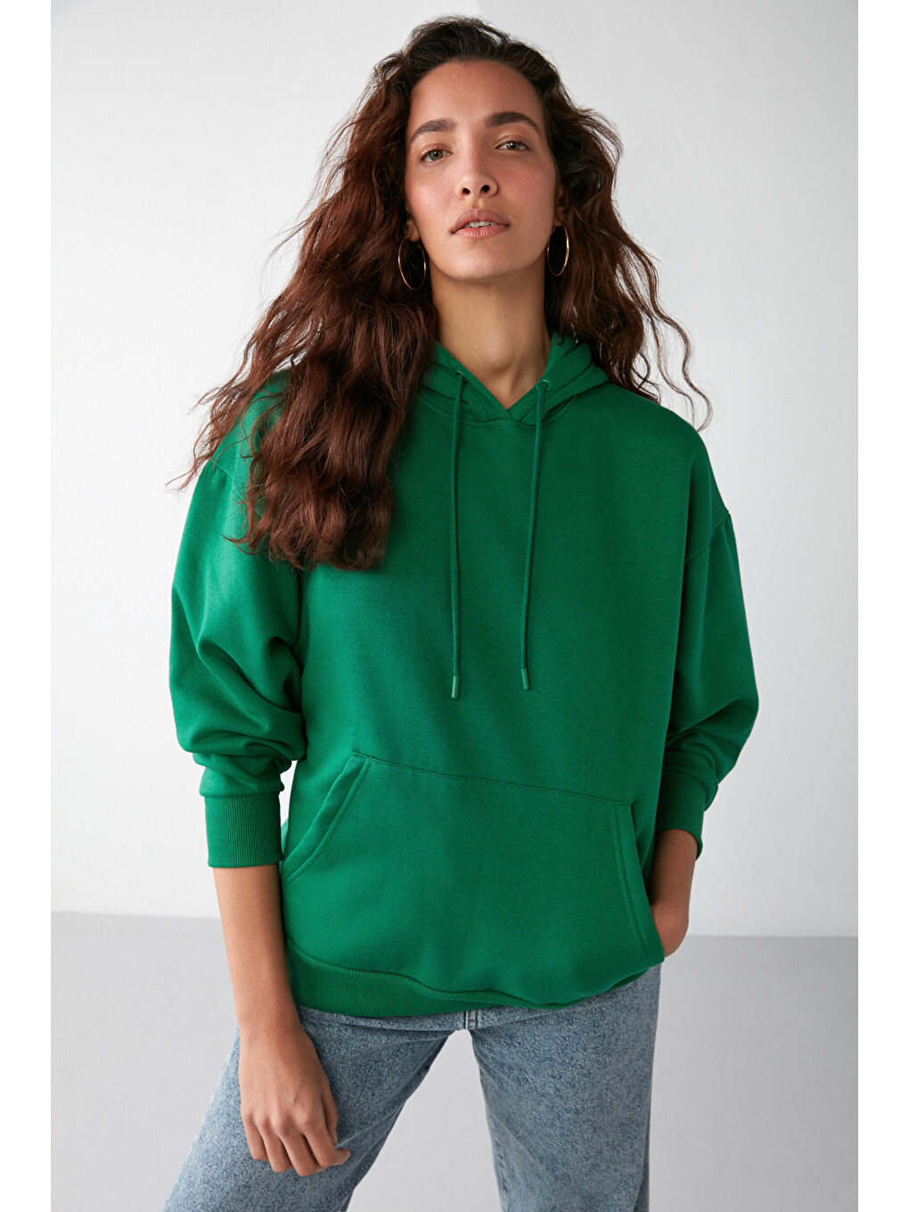 Ida Basic Oversize Yeşil Sweatshirt-2