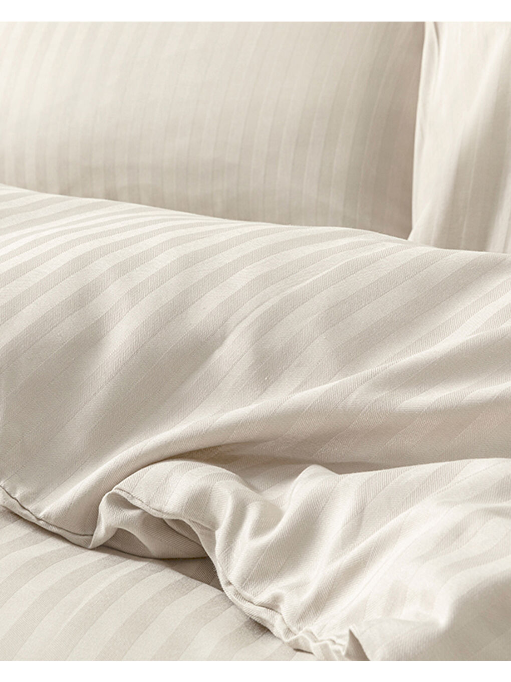 Bej Crystal İpeksi Twill King Size Nevresim Takımı Taş Rengi-2