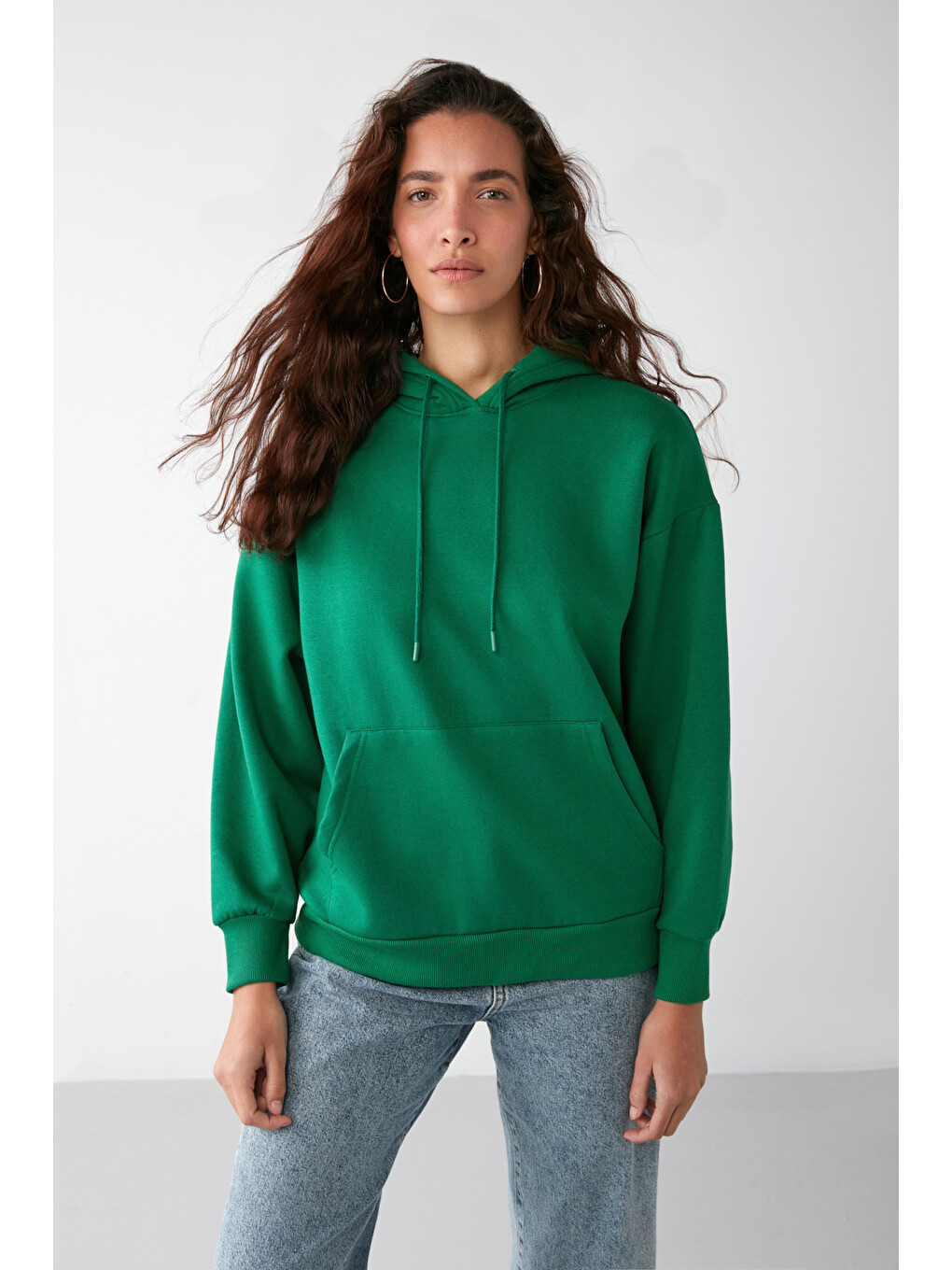 Ida Basic Oversize Yeşil Sweatshirt-4