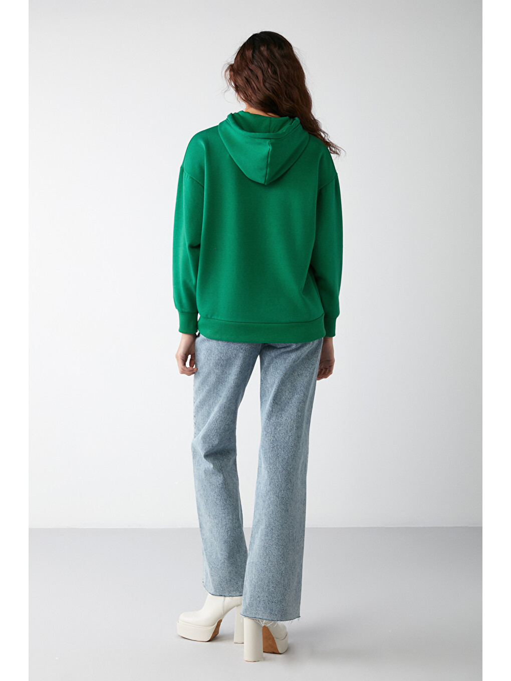 Ida Basic Oversize Yeşil Sweatshirt-5