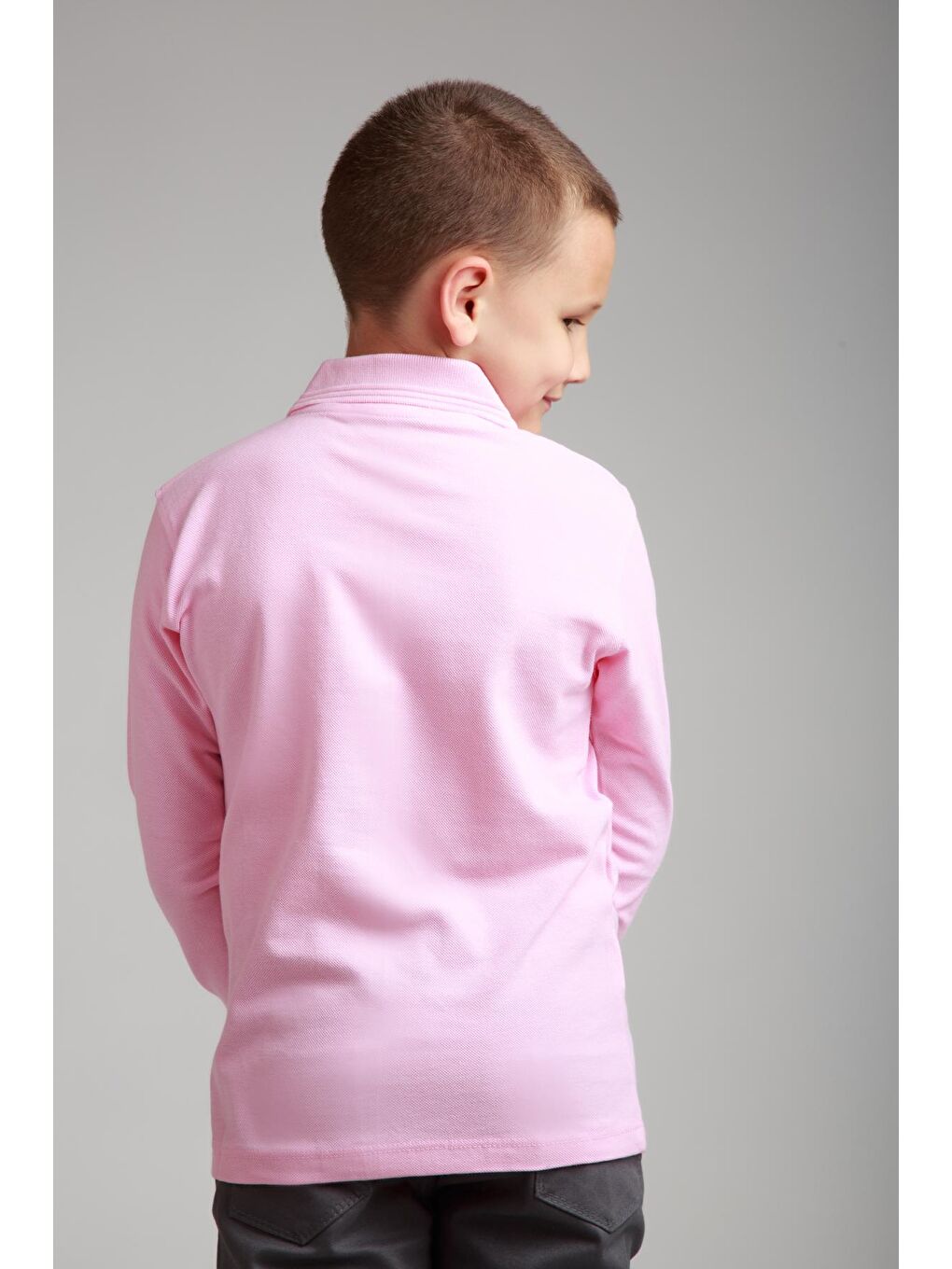 Pembe Kids Polo Yaka Basic Uzun Kollu Erkek Çocuk Tişört-3