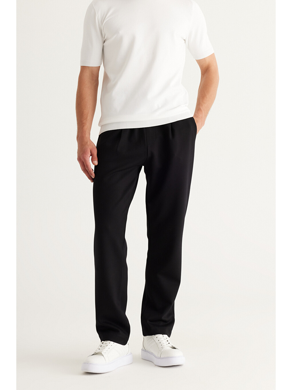 Erkek Siyah Oversize Bol Kesim Desenli Pantolon