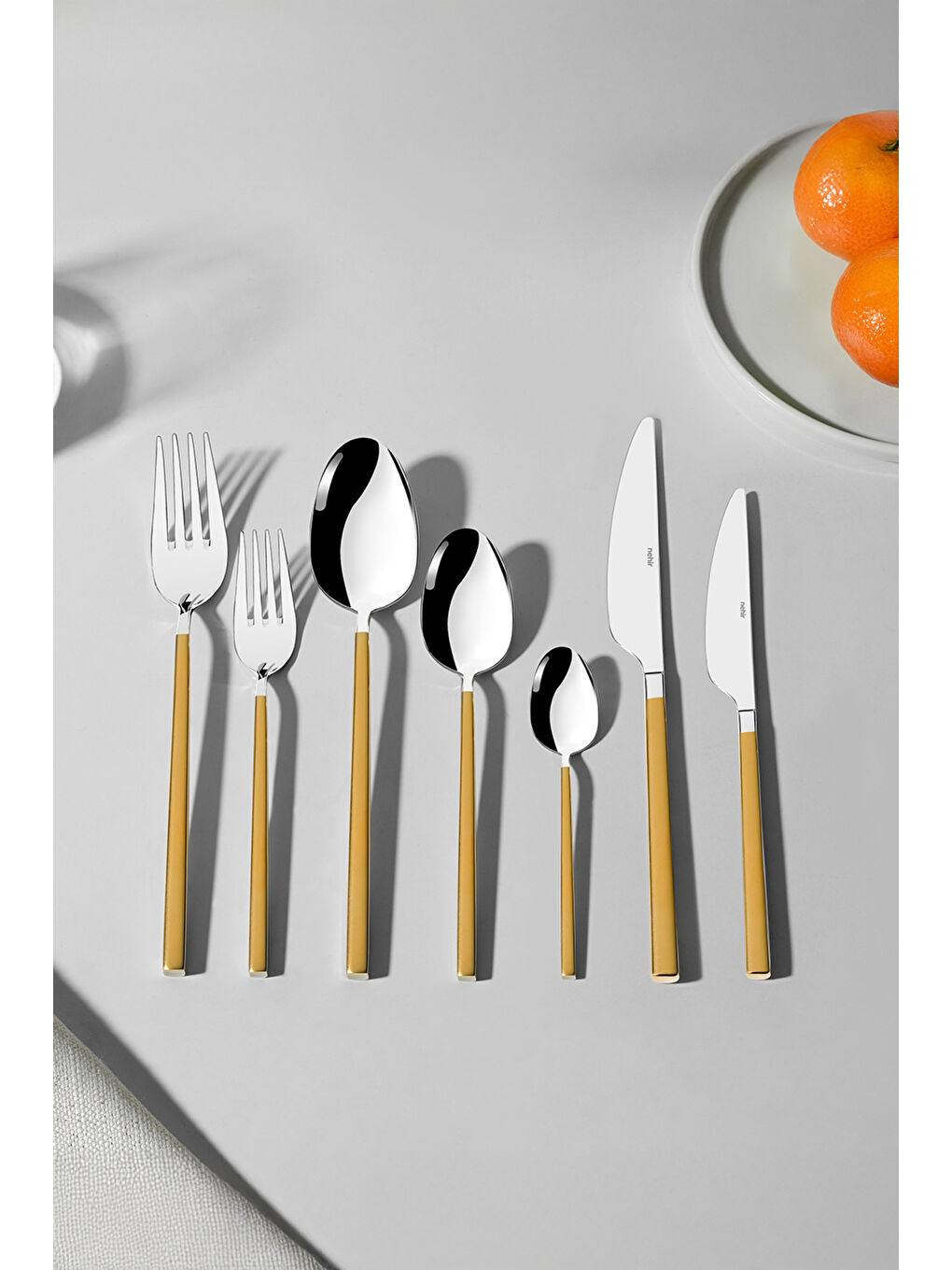 Sarı Gloria Altın Saten 12 Kişilik 84 Parça Kutulu Çatal Kaşık Bıçak Takımı-5