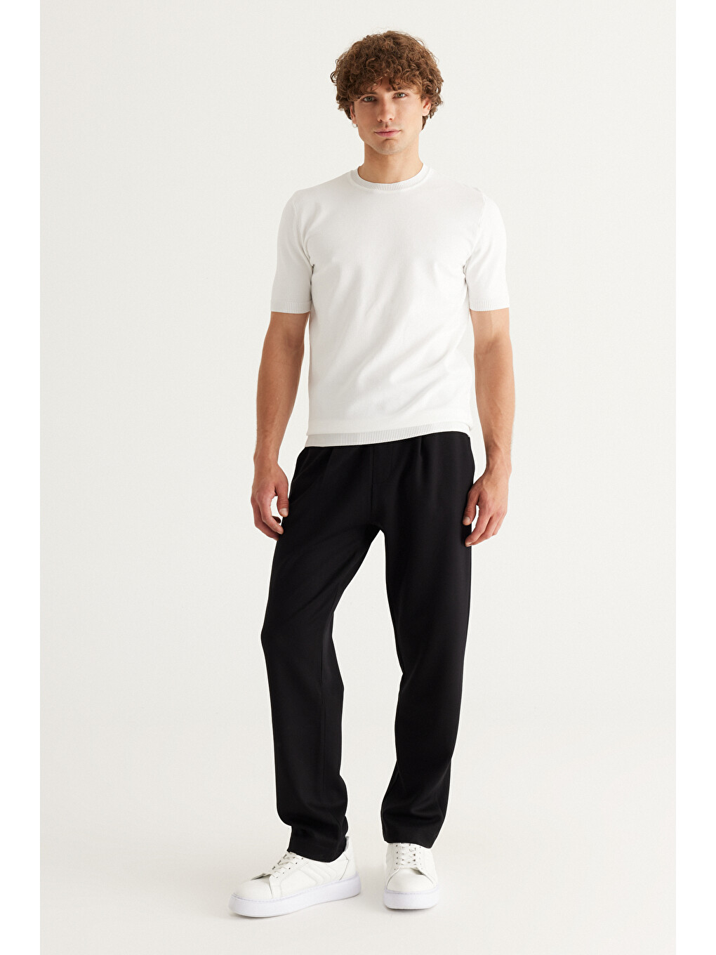 Erkek Siyah Oversize Bol Kesim Desenli Pantolon-1
