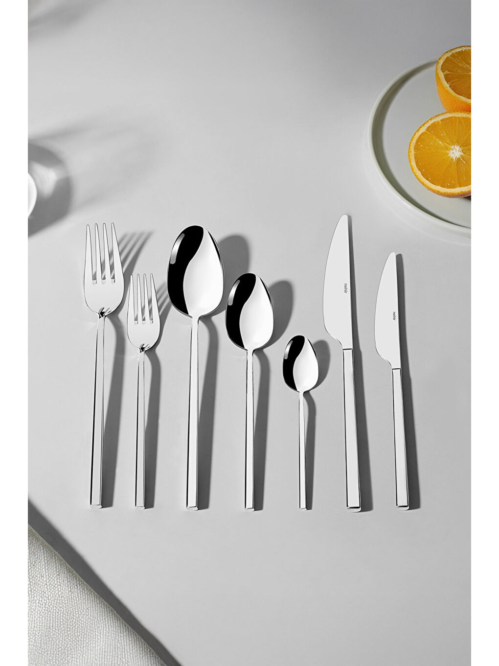 Gri Gloria Sade 12 Kişilik 84 Parça Deri Kutulu Çatal Kaşık Bıçak Takımı-5