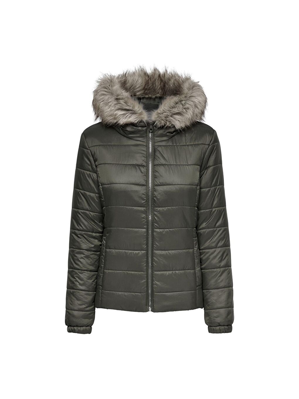 Only Haki Onldogukan Fur Padded Kadın Haki Mont - 1