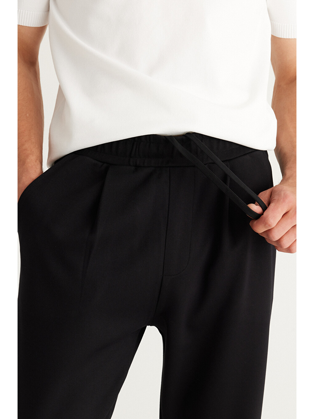 Erkek Siyah Oversize Bol Kesim Desenli Pantolon-2