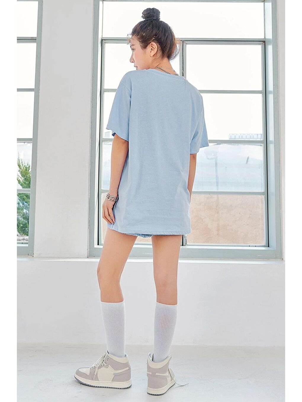 uyguntarz Bebek Mavisi Unisex Serendipity Baskılı Oversize Tshirt - 3