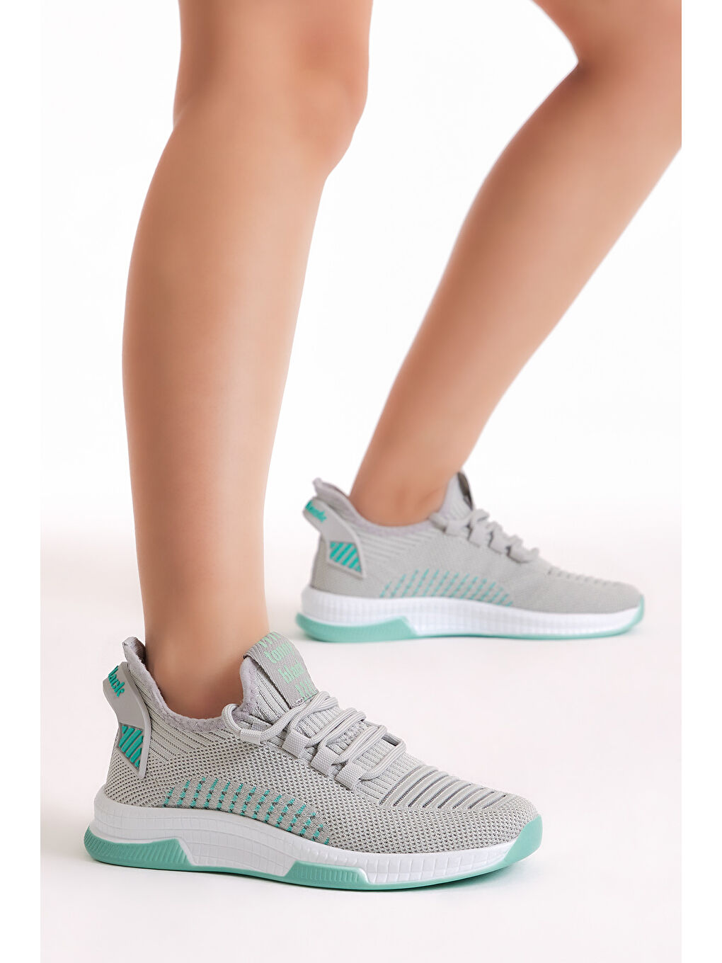 Unisex Gri Poli Taban Tekstil Kumaş Bağcıklı Spor Ayakkabı