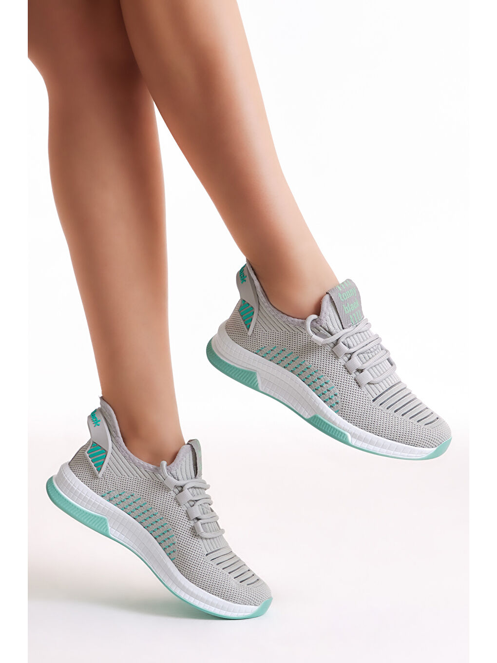 Unisex Gri Poli Taban Tekstil Kumaş Bağcıklı Spor Ayakkabı-2