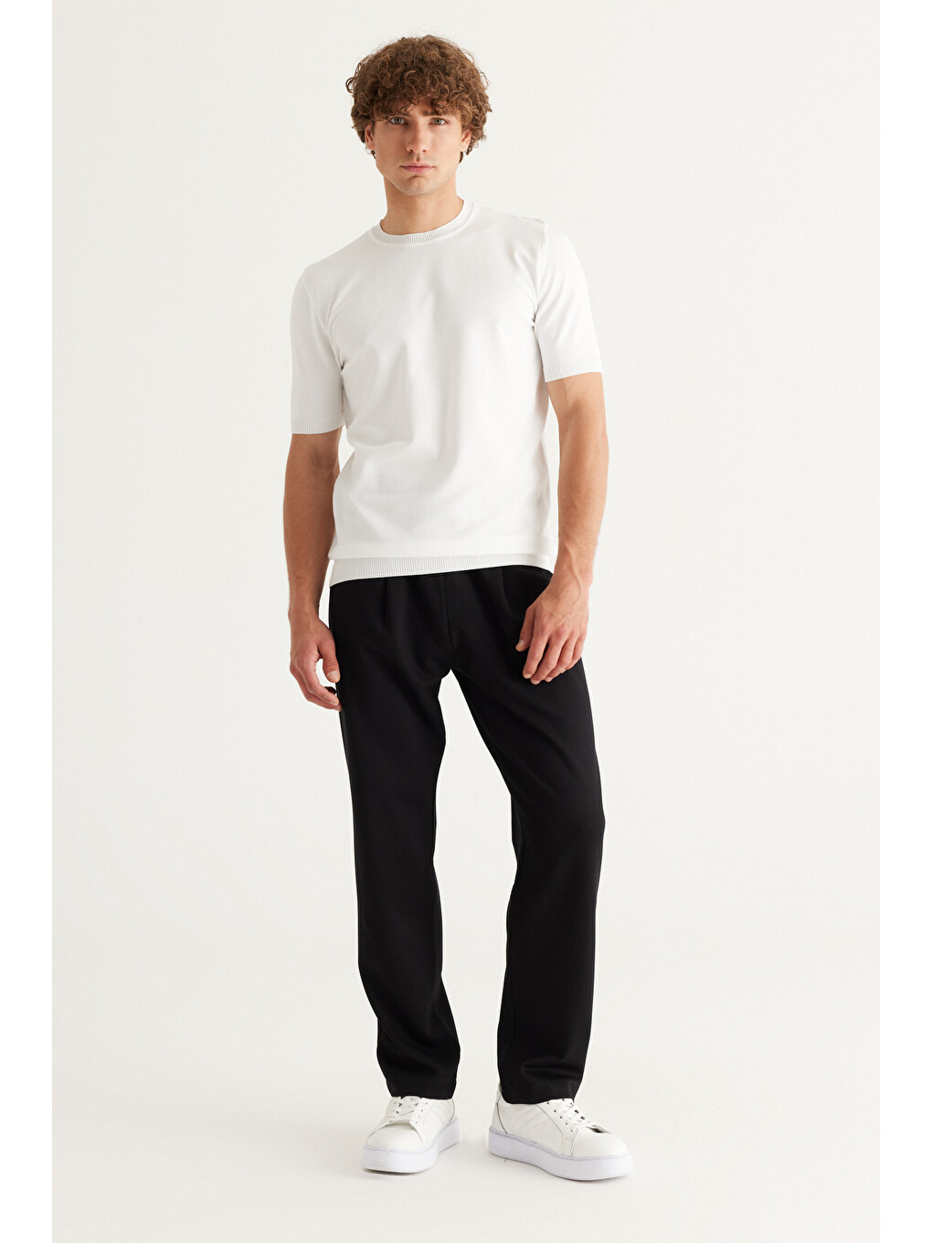 Erkek Siyah Oversize Bol Kesim Desenli Pantolon-3