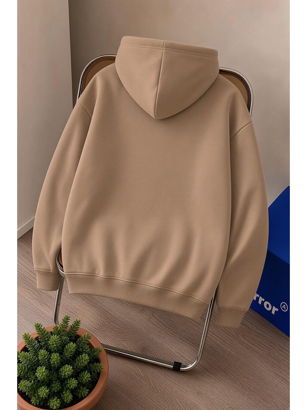 Bej Sw Life Design Minimalist İllüstrasyon Baskılı Unisex Kapüşonlu Sweatshirt-büyük Beden Seçenekli-1