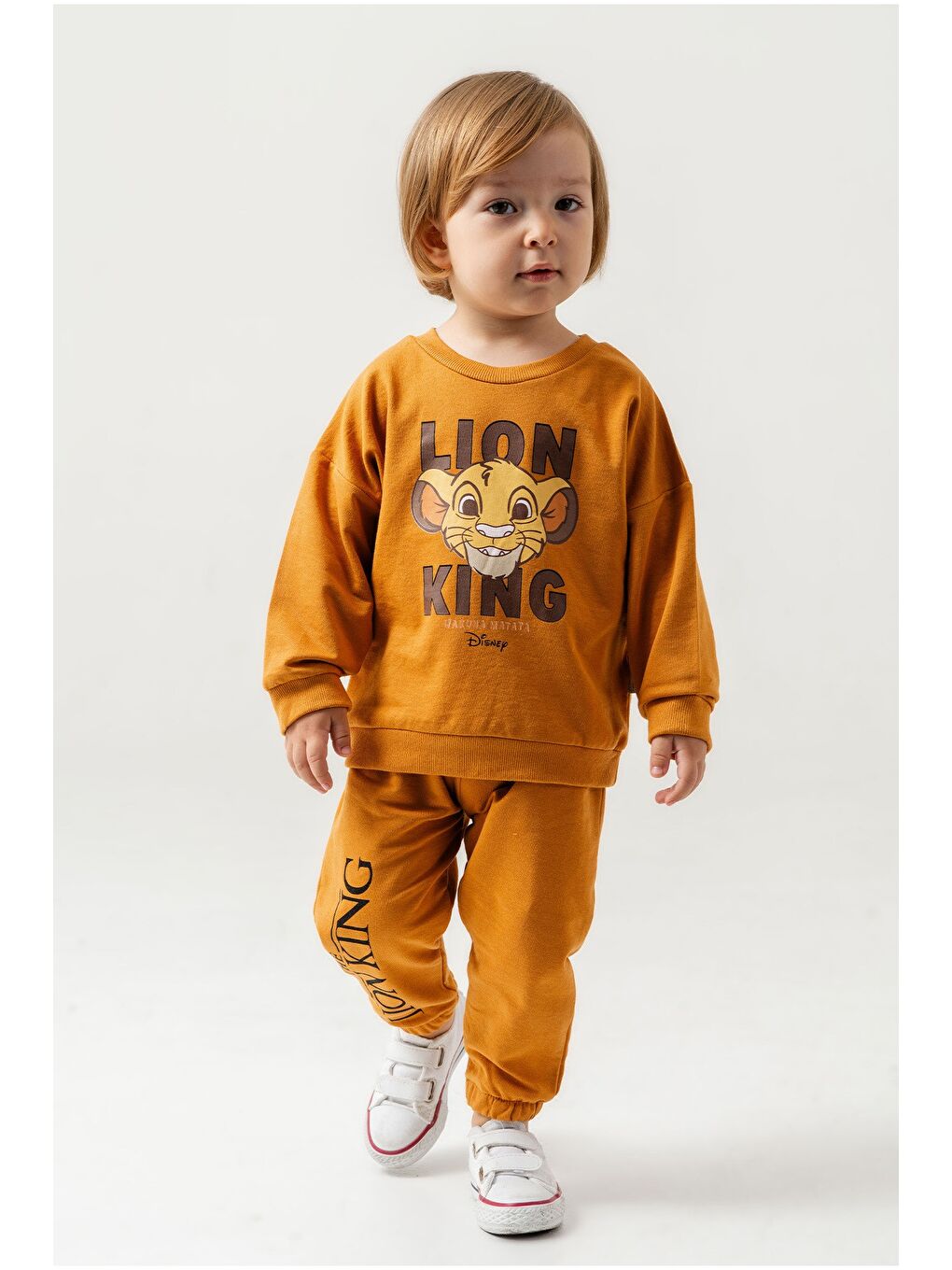 Turuncu Erkek Bebek The Lion King Baskılı Mevsimlik Eşofman Takımı-1
