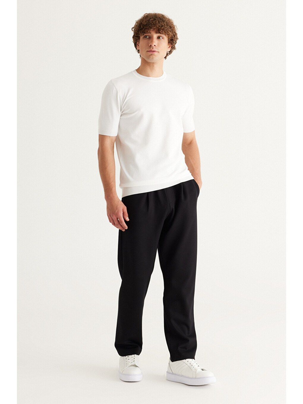 Erkek Siyah Oversize Bol Kesim Desenli Pantolon-4