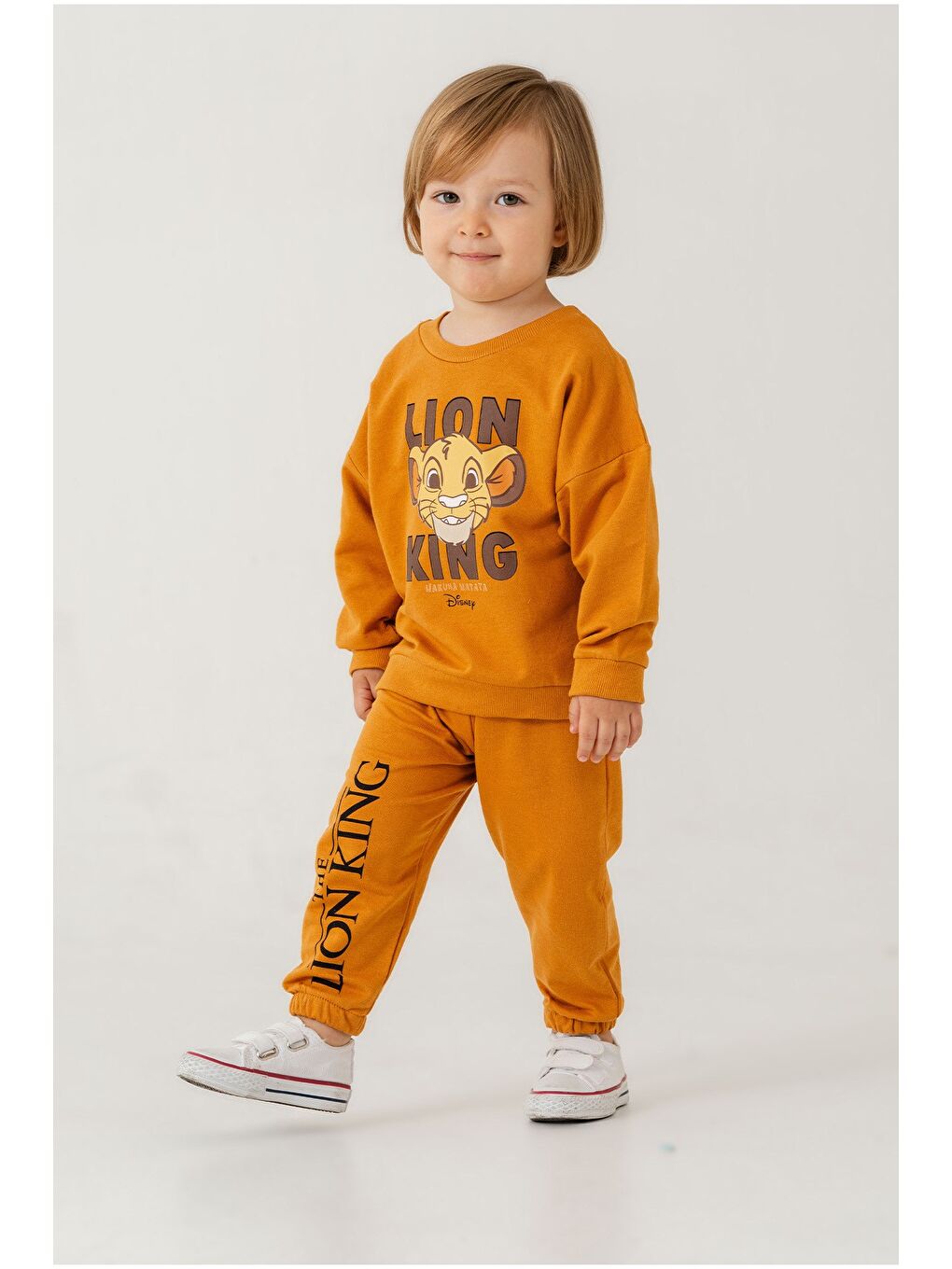 Turuncu Erkek Bebek The Lion King Baskılı Mevsimlik Eşofman Takımı-3
