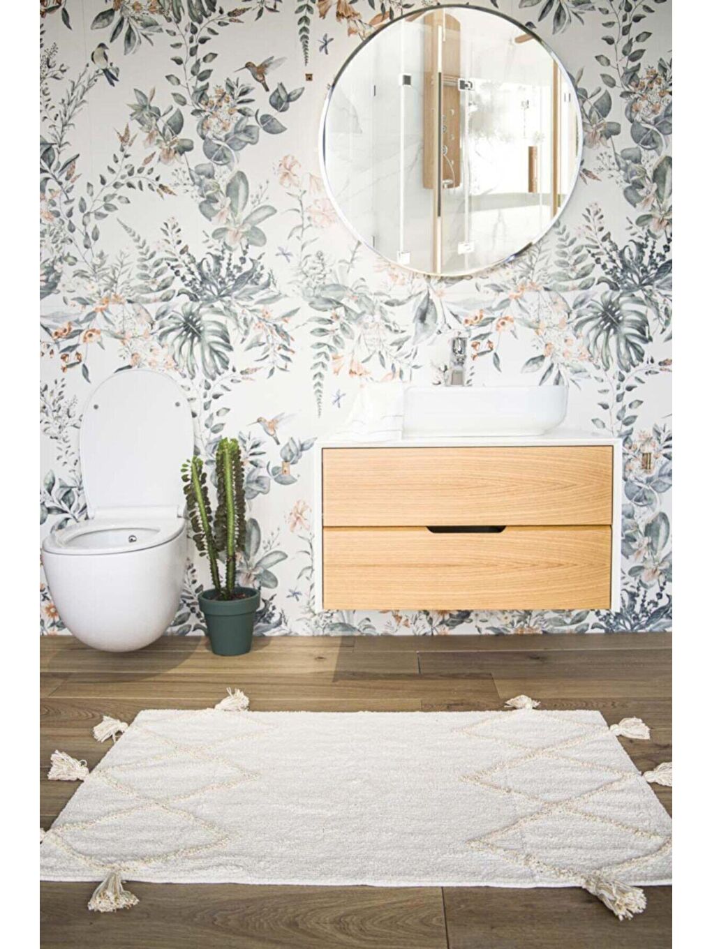 Ekru Agnes %100 Pamuk Banyo Paspası Krem 70x110-2