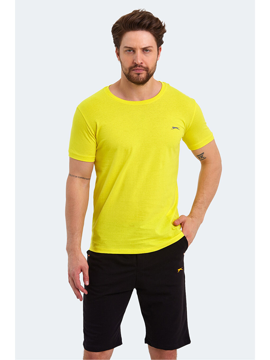 SANDER KTN Erkek %100 Pamuk Tişört Açık Sarı-5