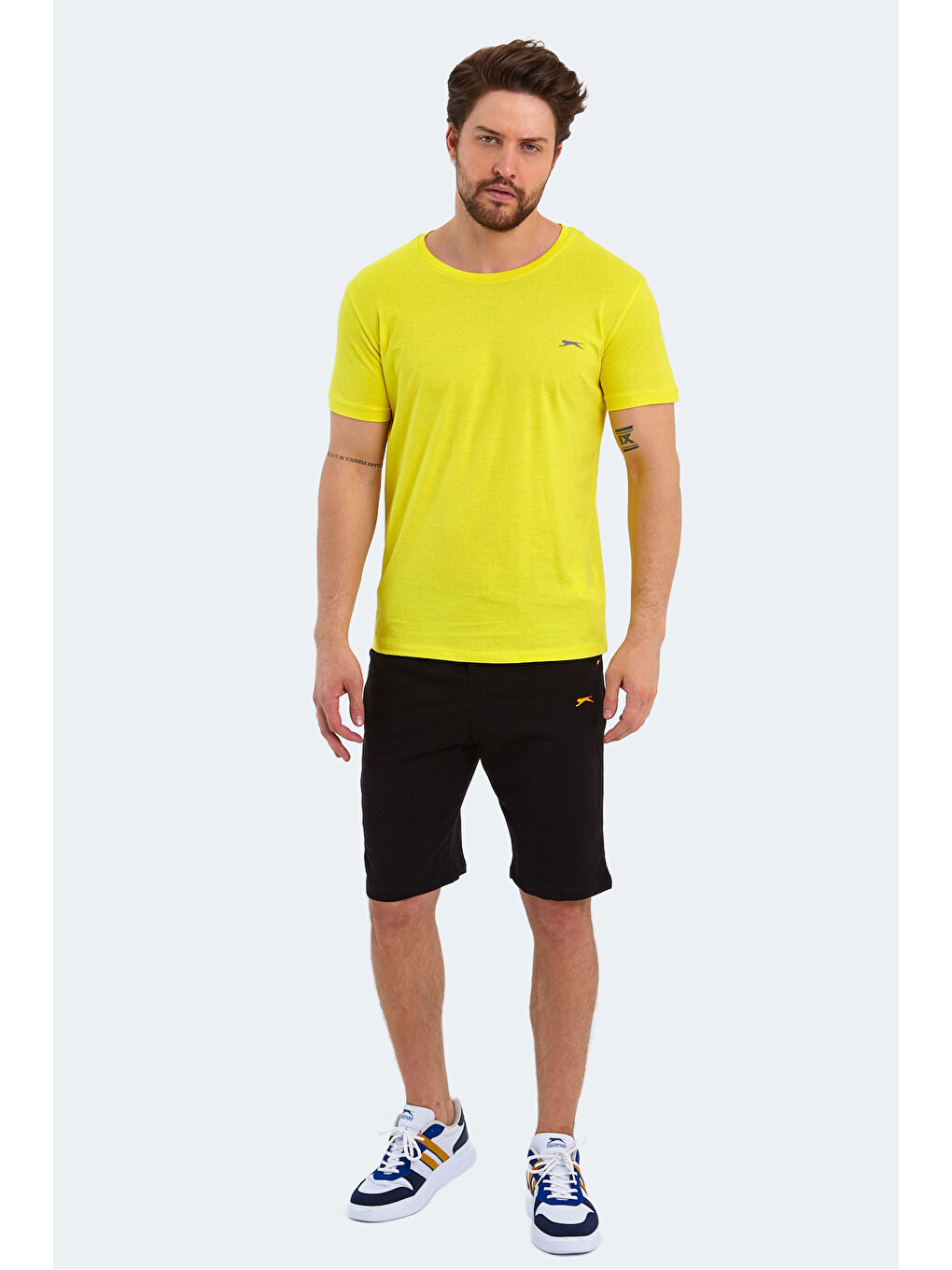 SANDER KTN Erkek %100 Pamuk Tişört Açık Sarı-6