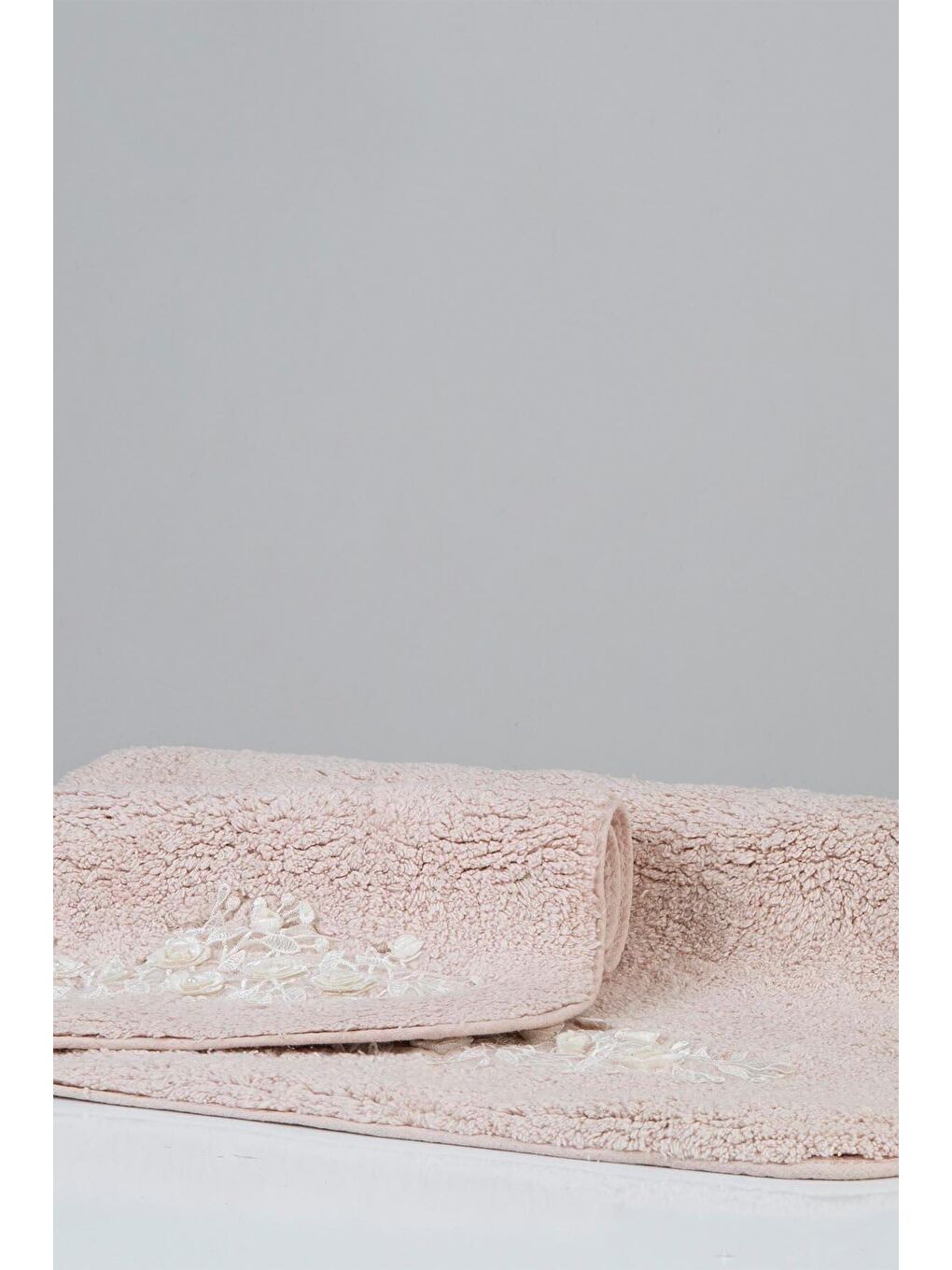 Pembe Heaven %100 Pamuk Banyo Paspası 2'li Pudra 40x60 60x90-2
