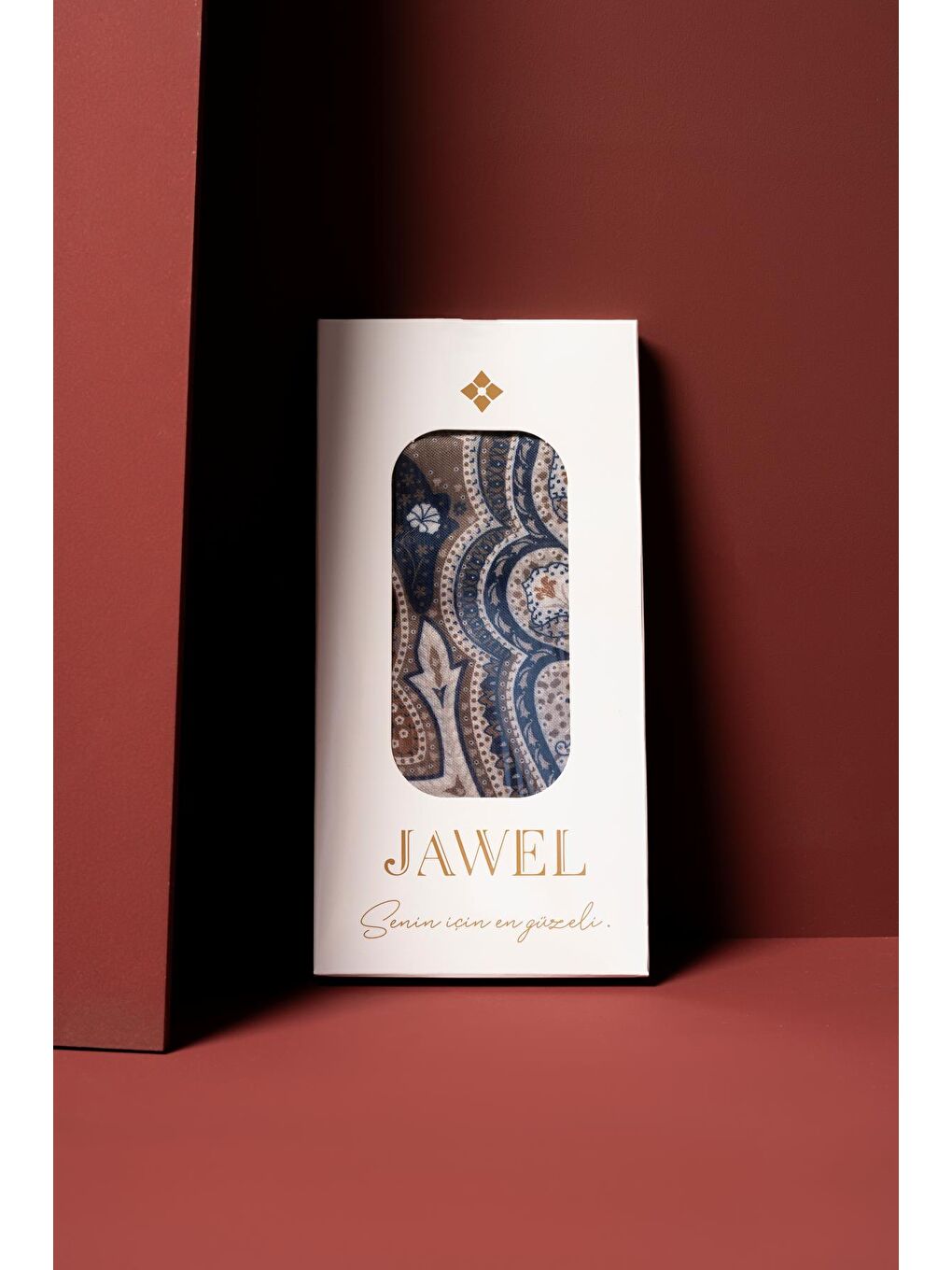 Bej Kadın Pamuksu Etnik Desenli Soft Eşarp-1