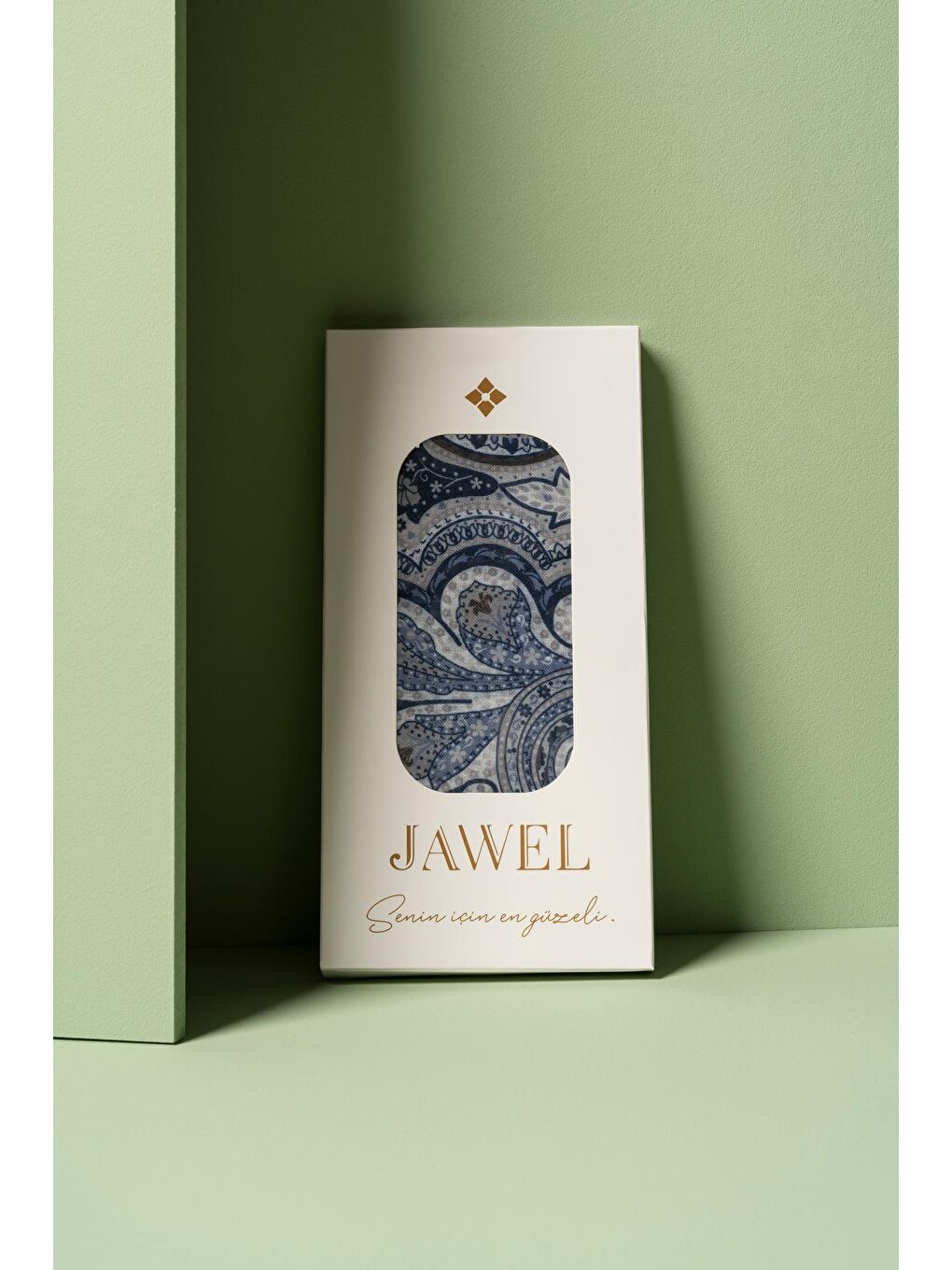 Lacivert Kadın Pamuksu Etnik Desenli Soft Eşarp-1