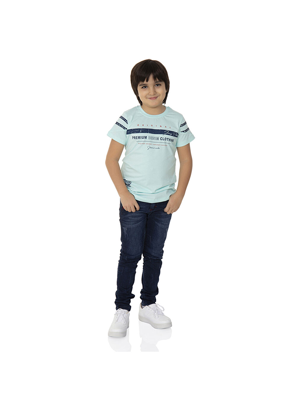 Toontoykids Mint Yeşil Erkek Çocuk T-Shirt Ön Ve Kol Baskı