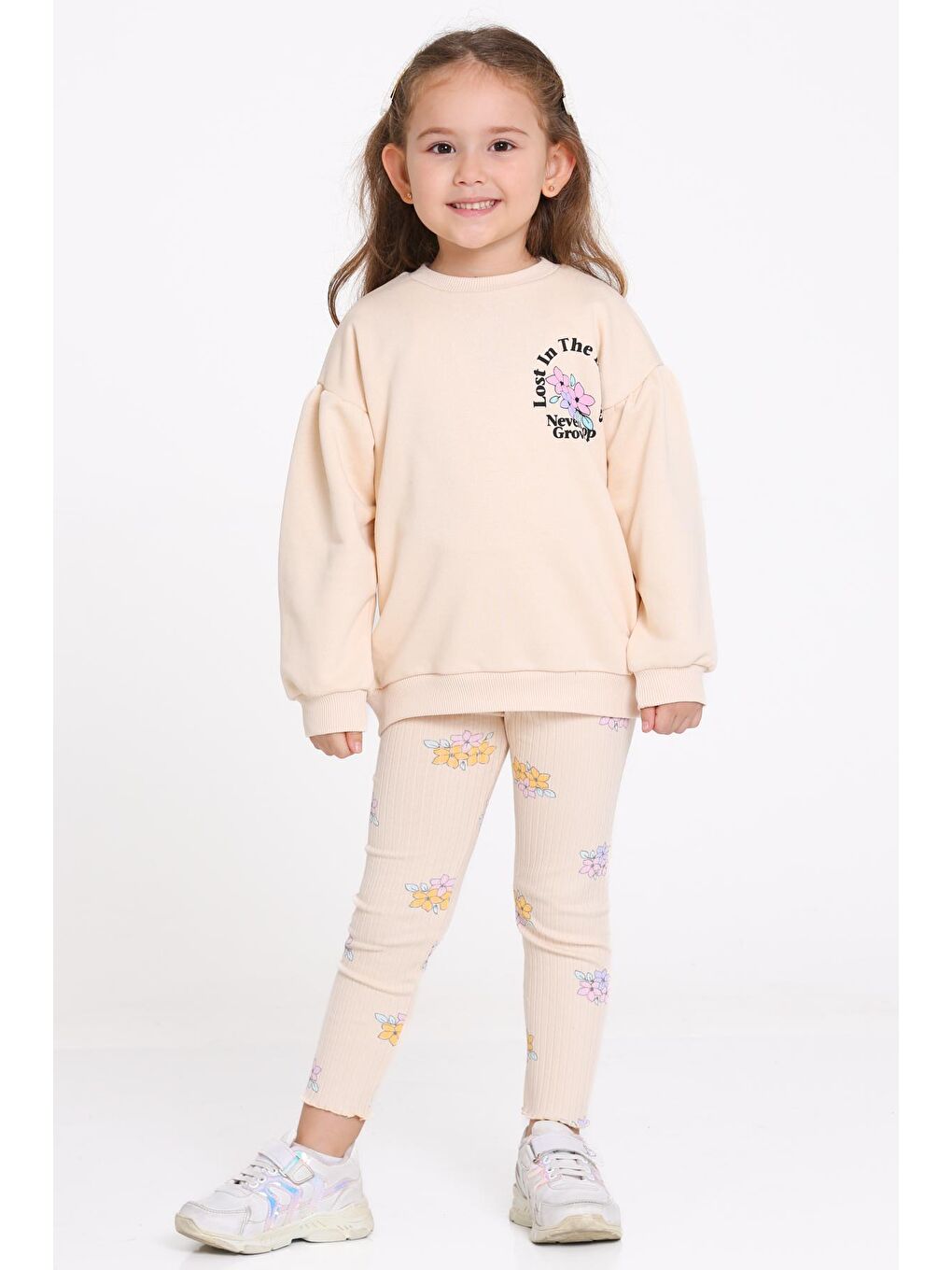 Kız Çocuk Bej Lost In The Dreams Baskı 1-5 Yaş Takım - 23274-2-1