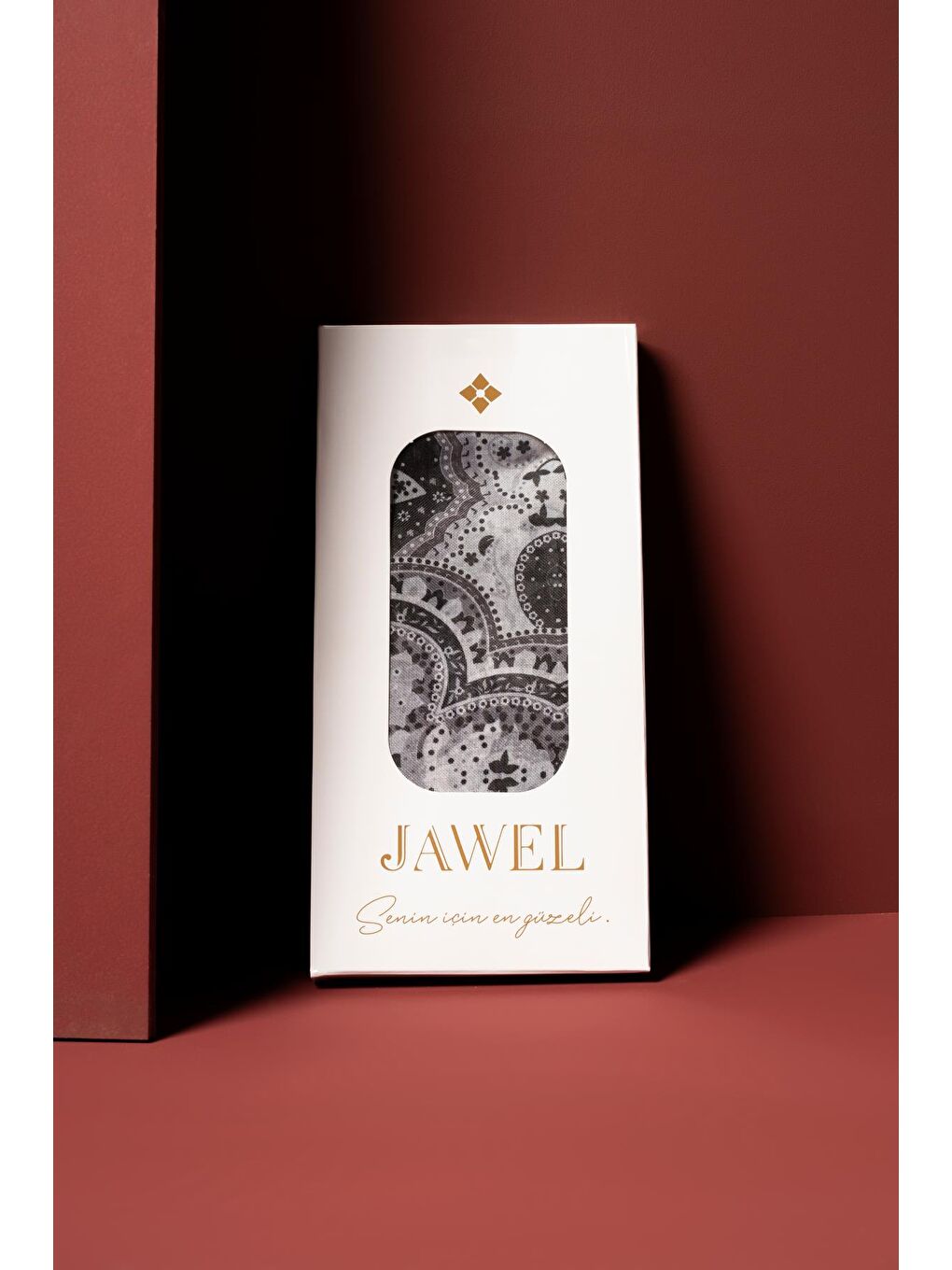 Antrasit Kadın Pamuksu Etnik Desenli Soft Eşarp-1