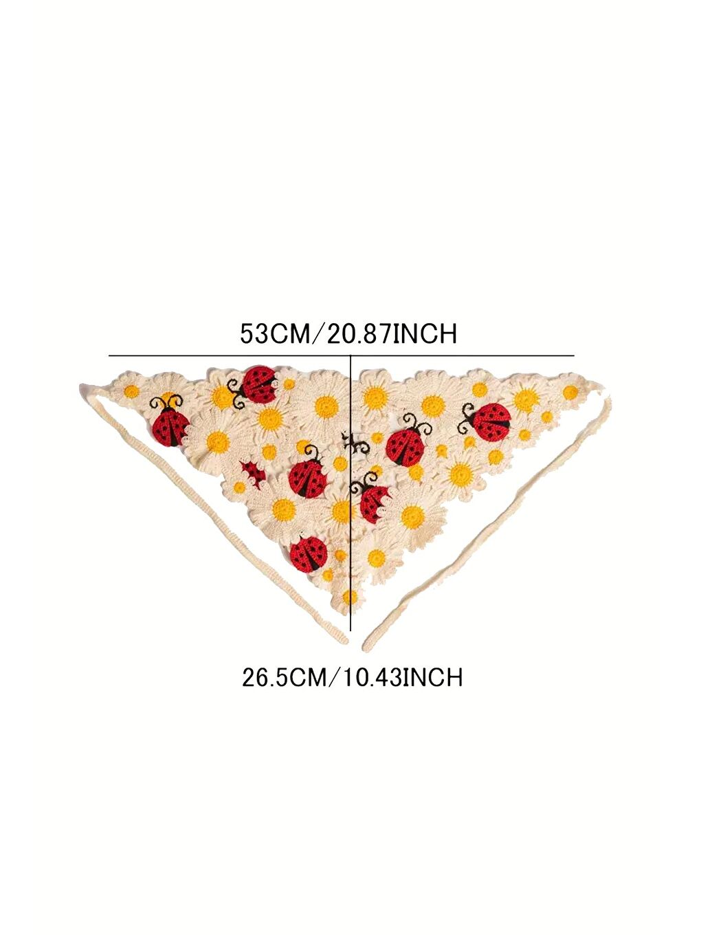 Beyaz Daisy Örgü Üçgen Bandana-3