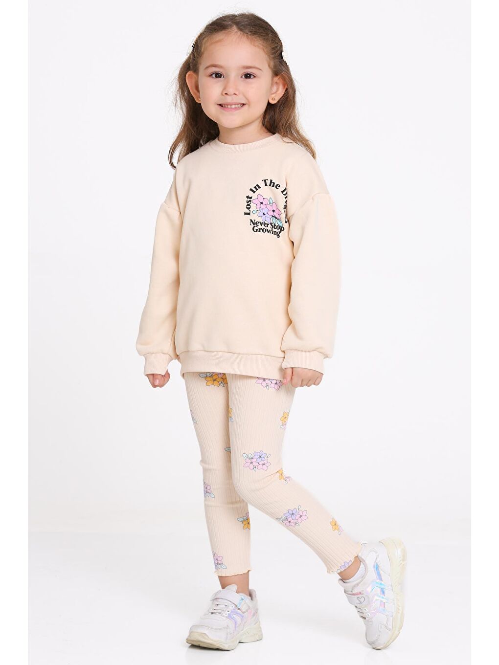 Kız Çocuk Bej Lost In The Dreams Baskı 1-5 Yaş Takım - 23274-2-2