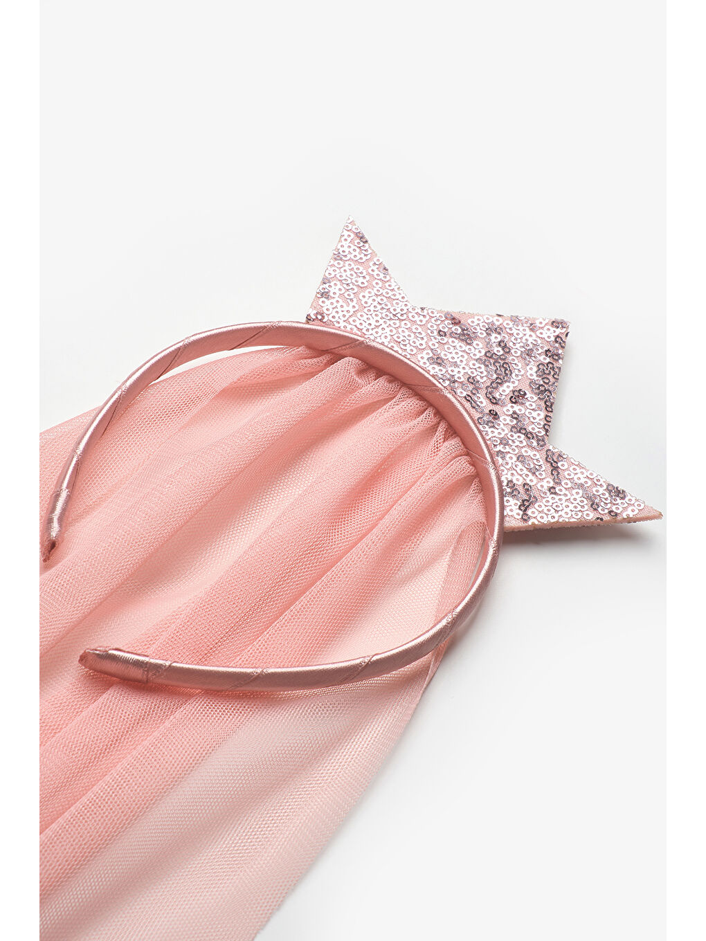 Pembe Pudra Tül Detaylı Kraliçe Figürlü Kız Çocuk Taç-1