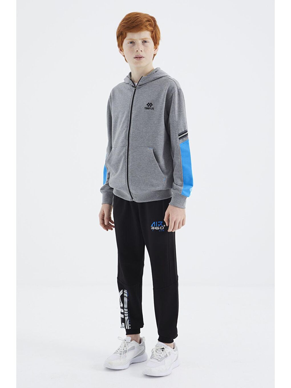 TOMMYLIFE Gri Melanj Fermuarlı Erkek Çocuk Sweatshirt - 11180 - 4