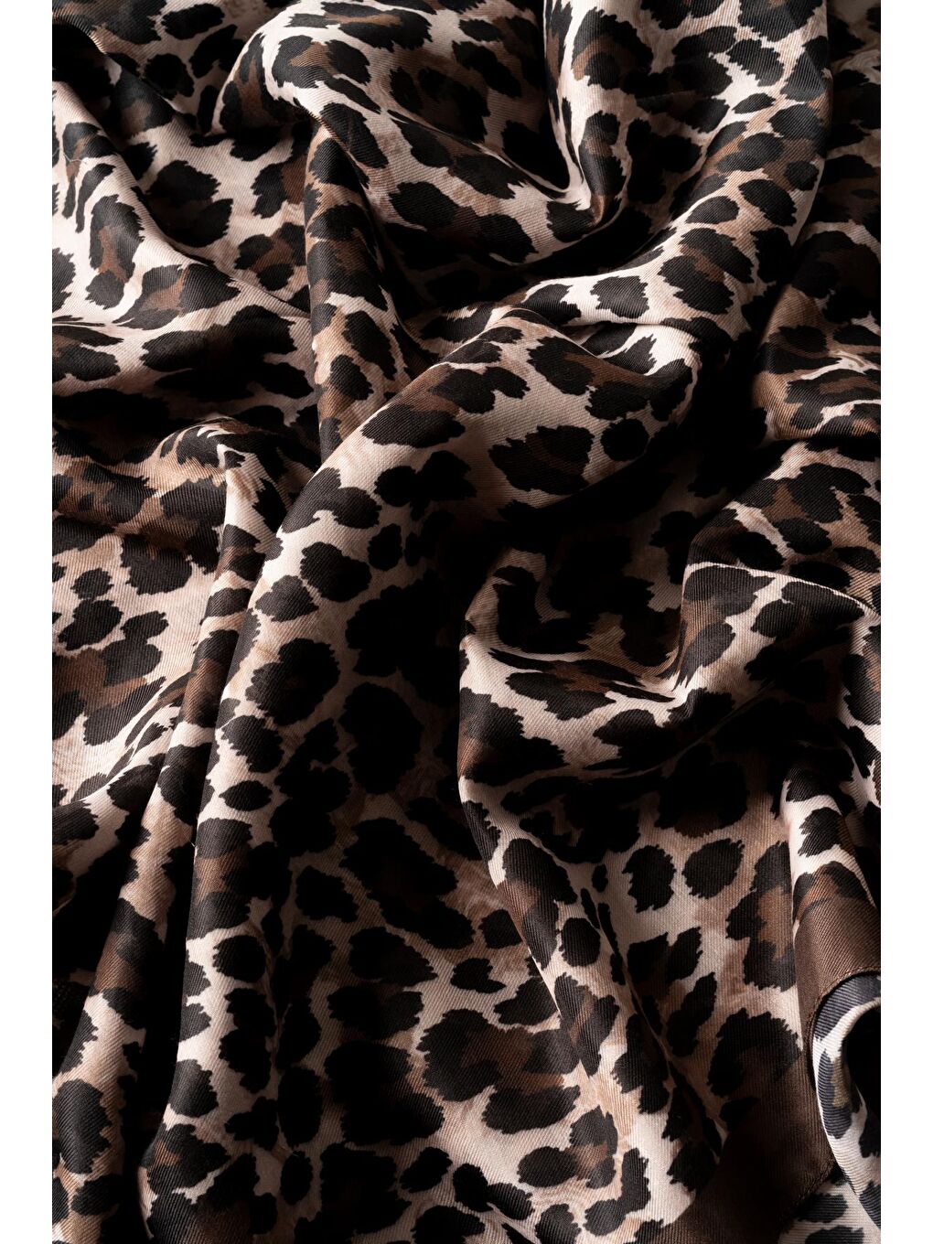 Kahverengi Kadın Leopar Desen Soft Şal-2