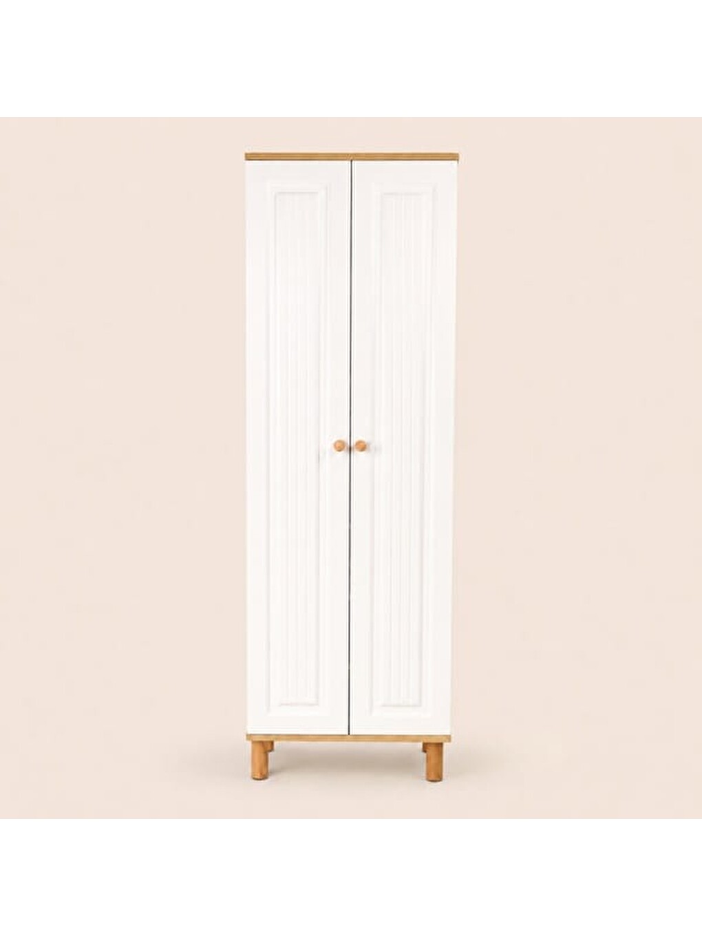 Polo 2 Kapak ve 8 Raflı Çok Amaçlı Dolap - Safir Meşe / Beyaz - 182x36x60 cm