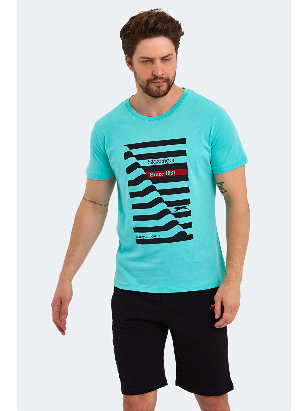 Yeşil KATELL Erkek %100 Pamuk Tişört Nane-5