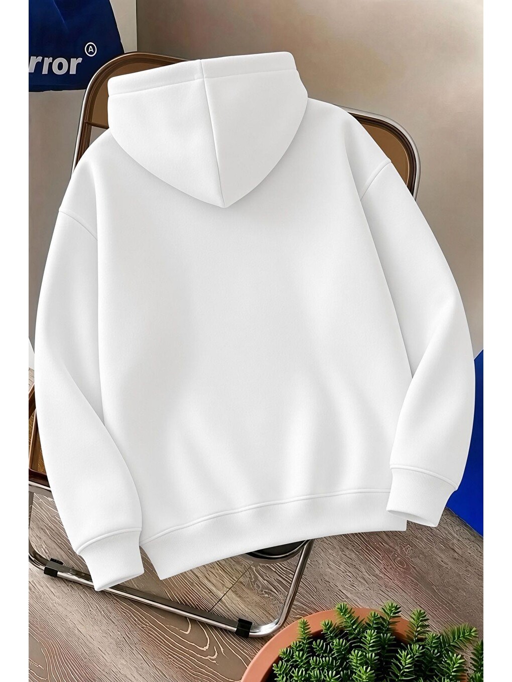 Beyaz Sw Life Design Minimalist İllüstrasyon Baskılı Unisex Kapüşonlu Sweatshirt-büyük Beden Seçenekli-1