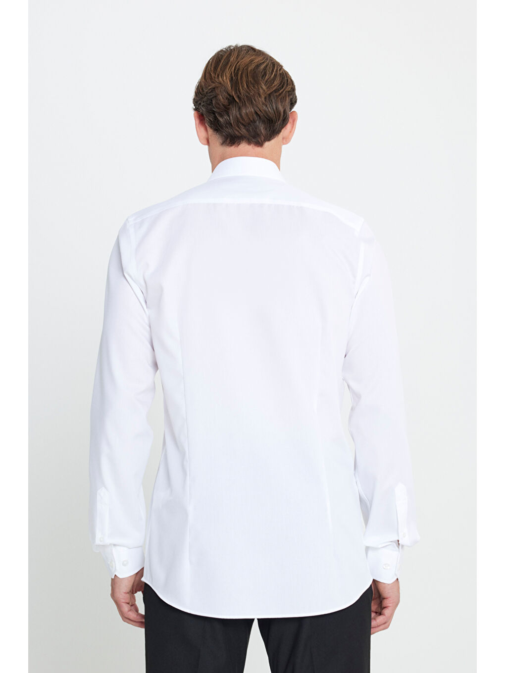 Erkek Beyaz Ütü Gerektirmeyen Taılored Slim Fit Dar Kesim Klasik Yaka %100Pamuk Non-Iron Gömlek-5