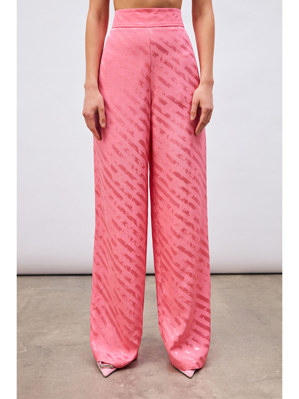 Desenli Salaş Pantolon - Pembe-4