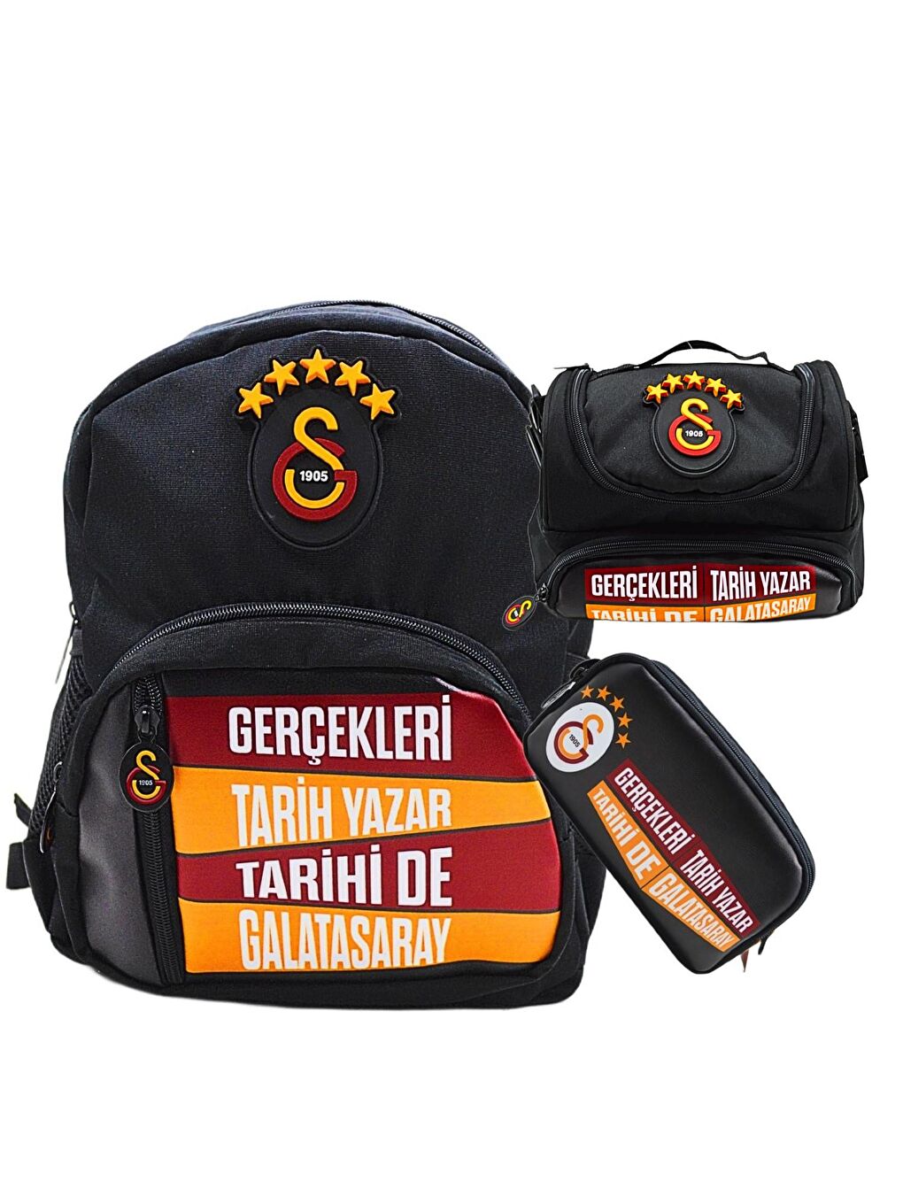 4 Bölmeli 5 Yıldızlı Gerçekleri Tarih Yazar Suni Deri Yüzey Okul Çantası + Beslenme Çantası + Kalemlik