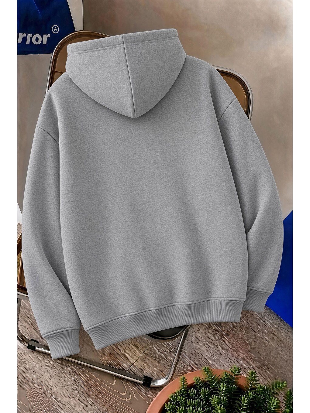 Gri Sw Life Design Minimalist İllüstrasyon Baskılı Unisex Kapüşonlu Sweatshirt-büyük Beden Seçenekli-1