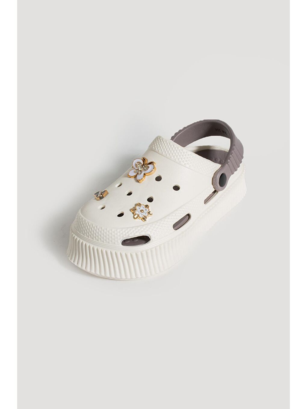 Ekru Yüksek Taban Altın Tokalı Eva Comfort Kadın Sandalet DNZ225-KremVizon-3