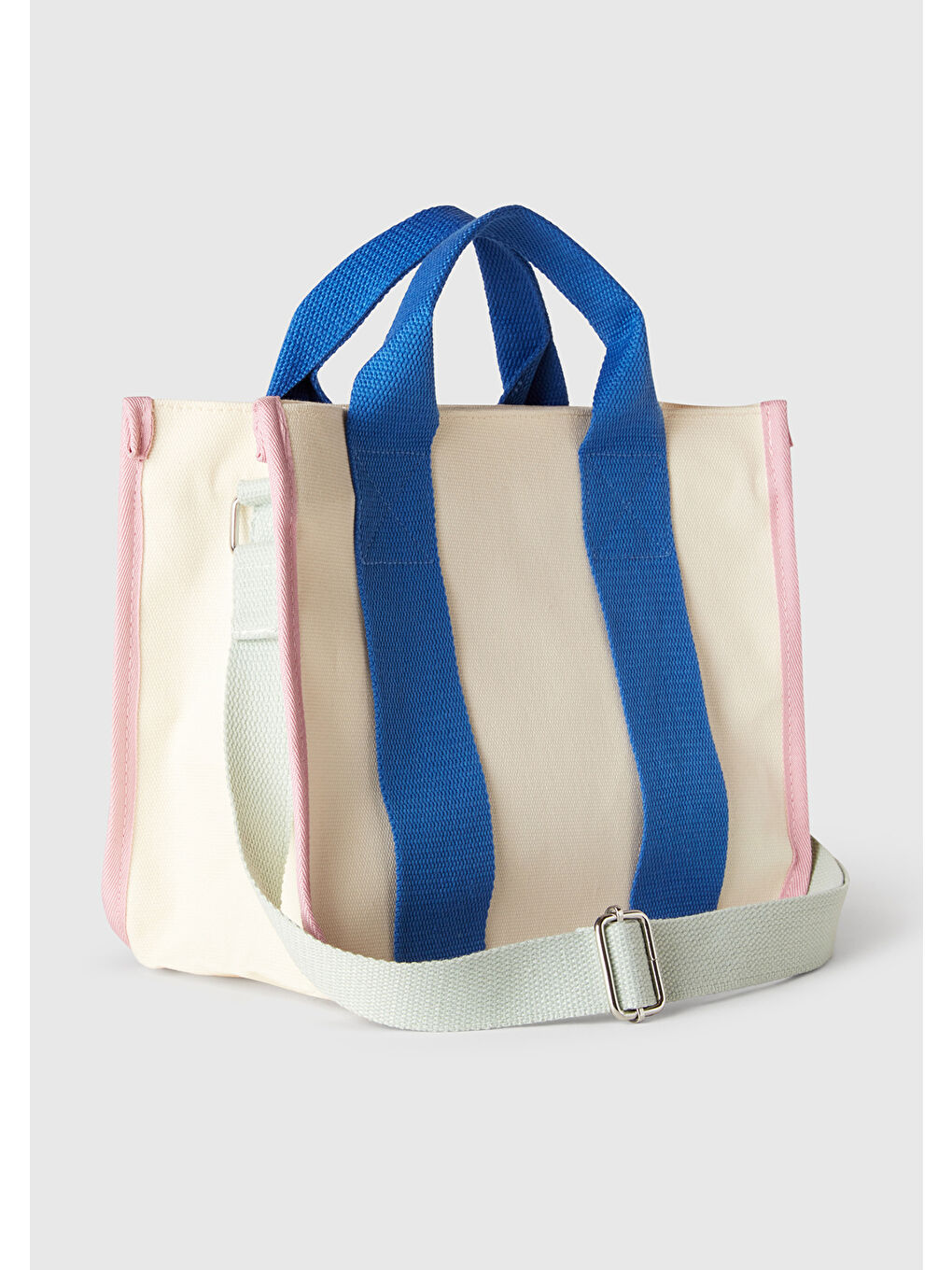 Kız Çocuk Beyaz Blok Renk Ayarlanabilir Askılı Kanvas Omuz Çantası-1