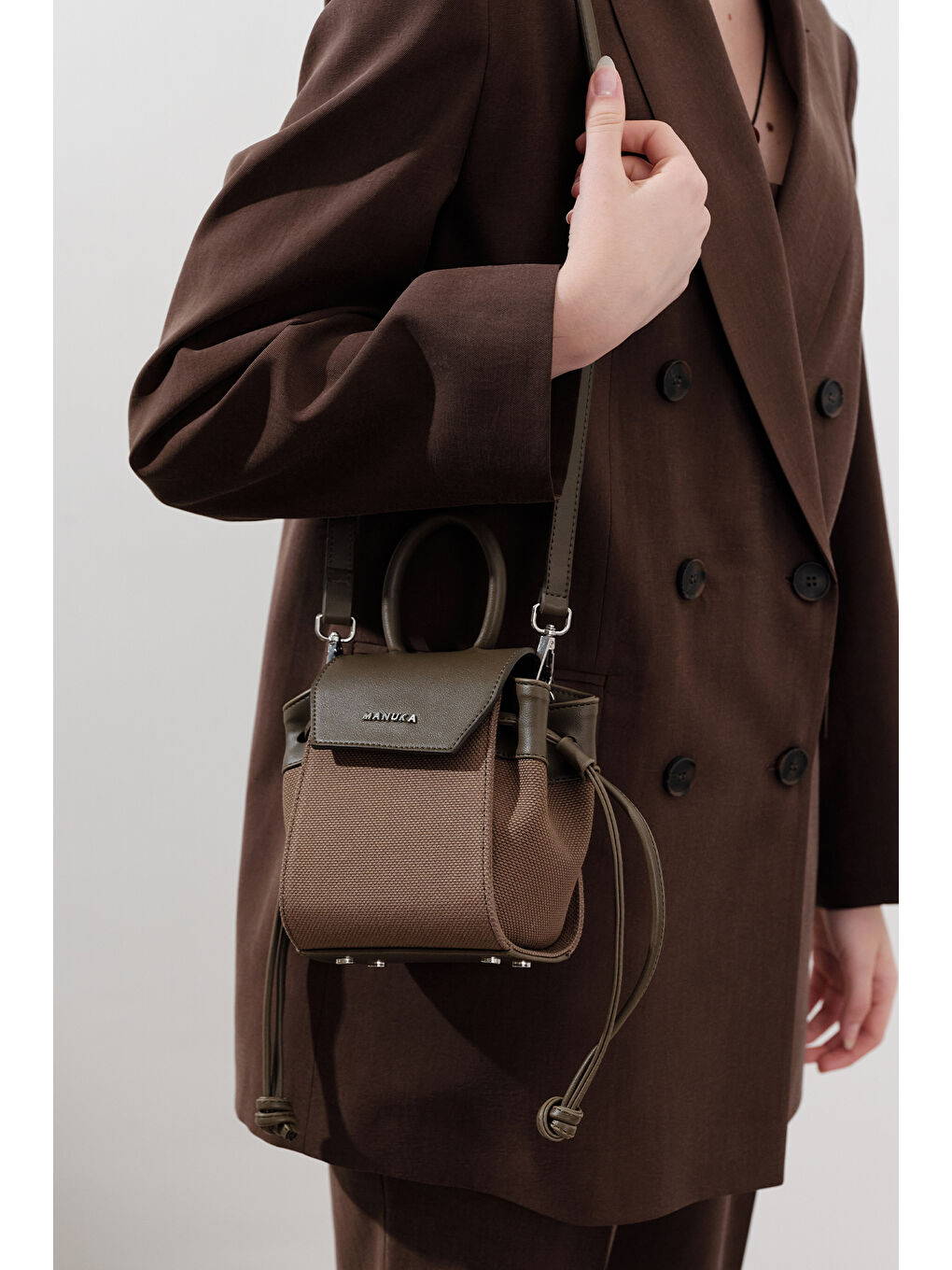 Yeşil Kanvas Kapaklı Mini Çanta Çağla